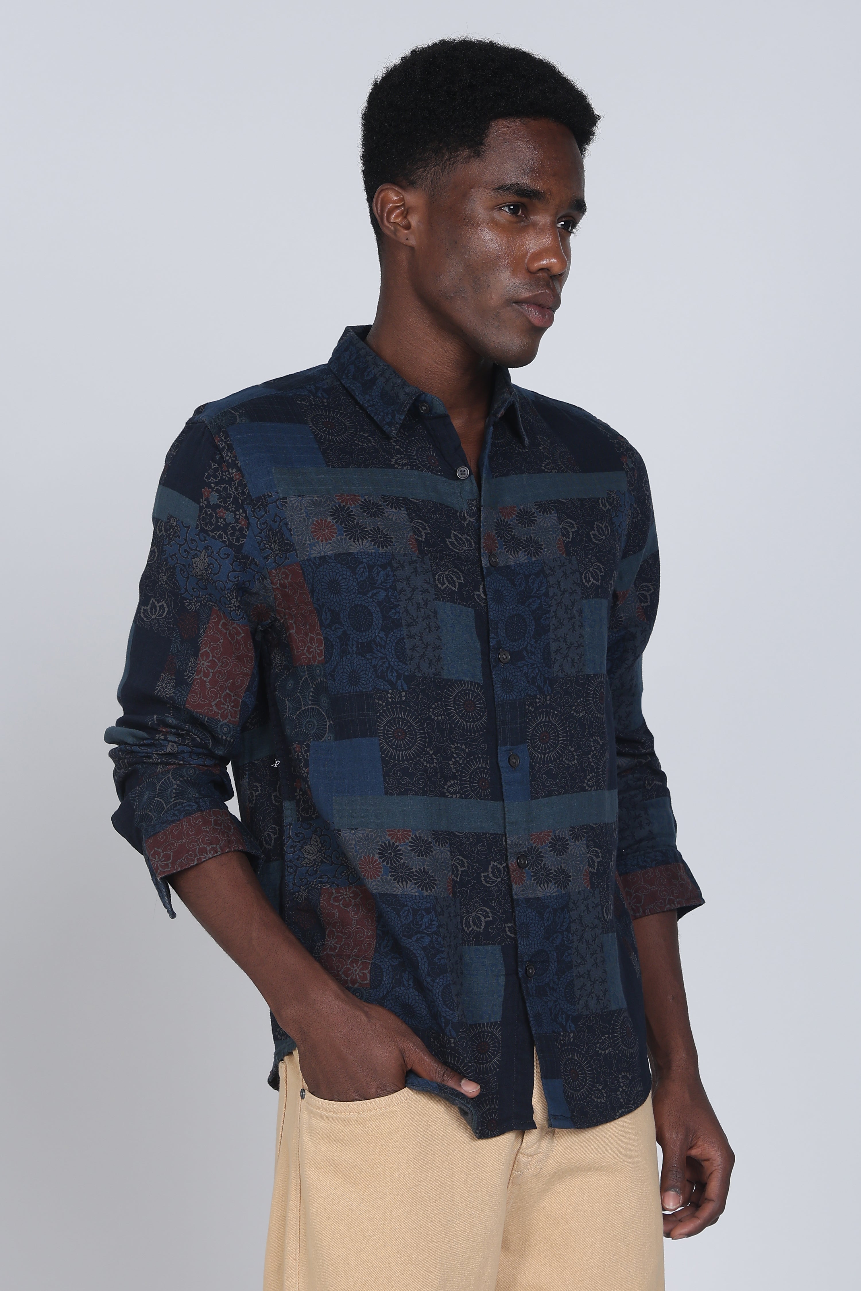 Men Green Multi Patch Print Shirt