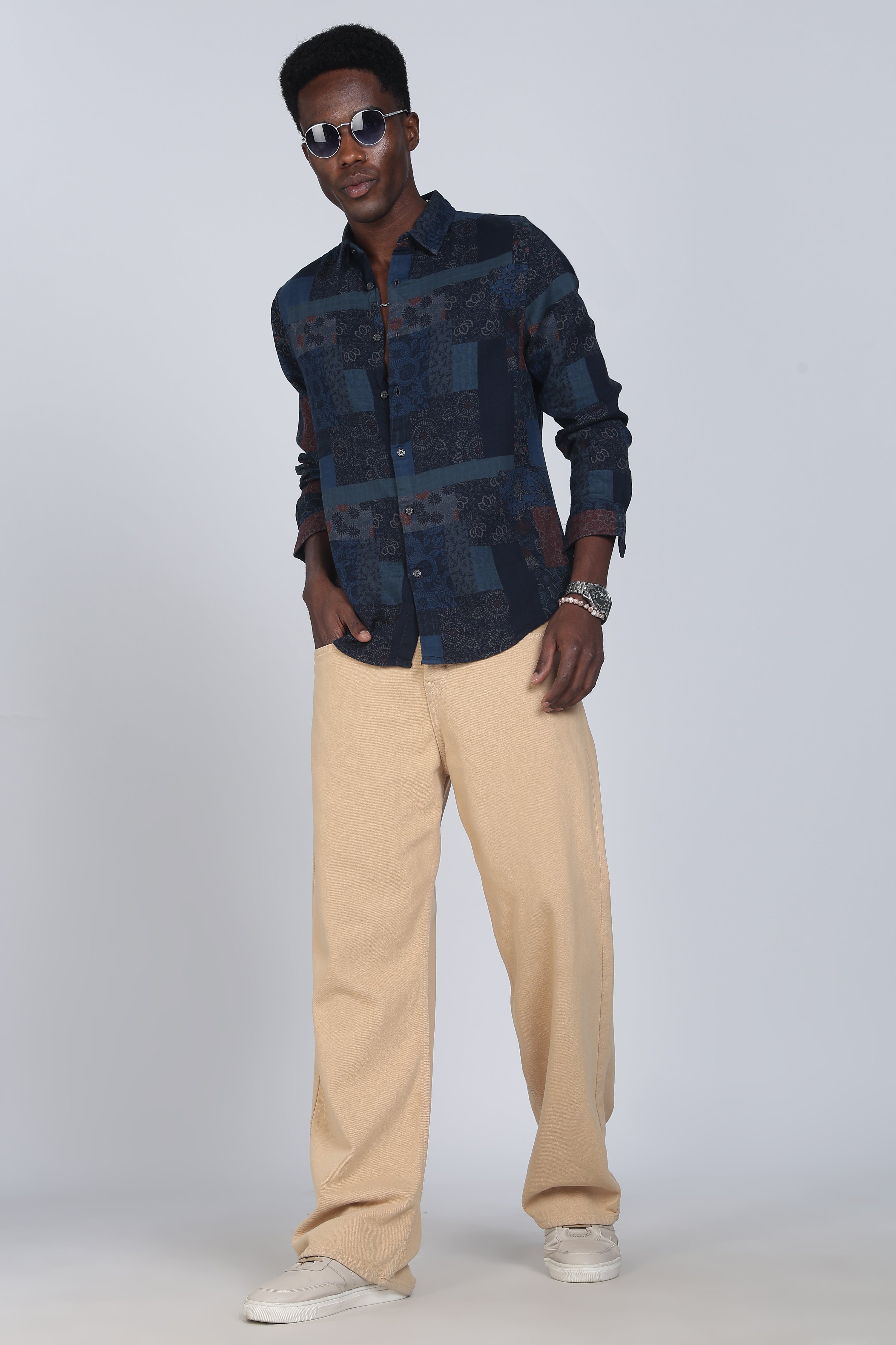 Men Green Multi Patch Print Shirt