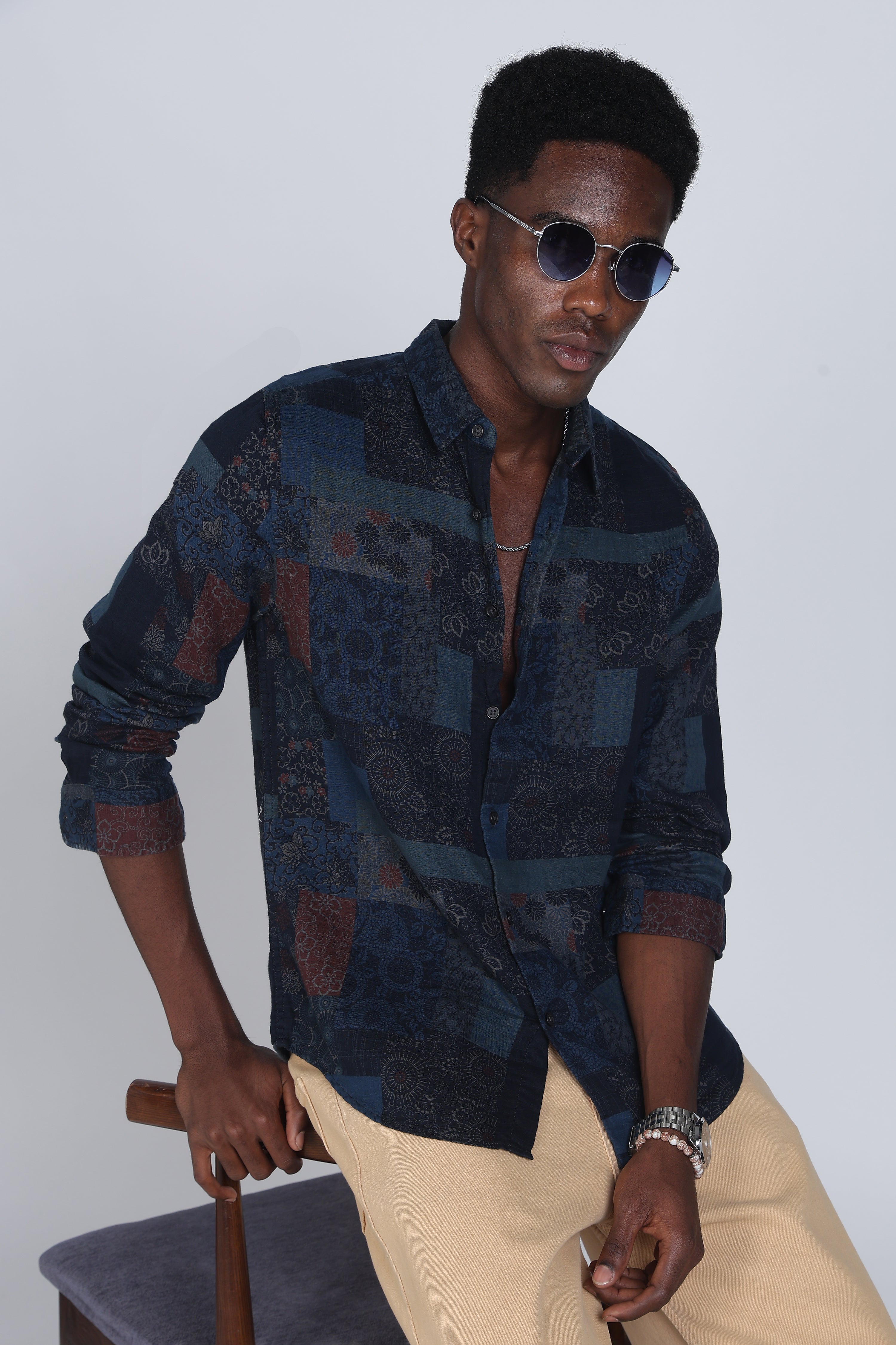 Men Green Multi Patch Print Shirt