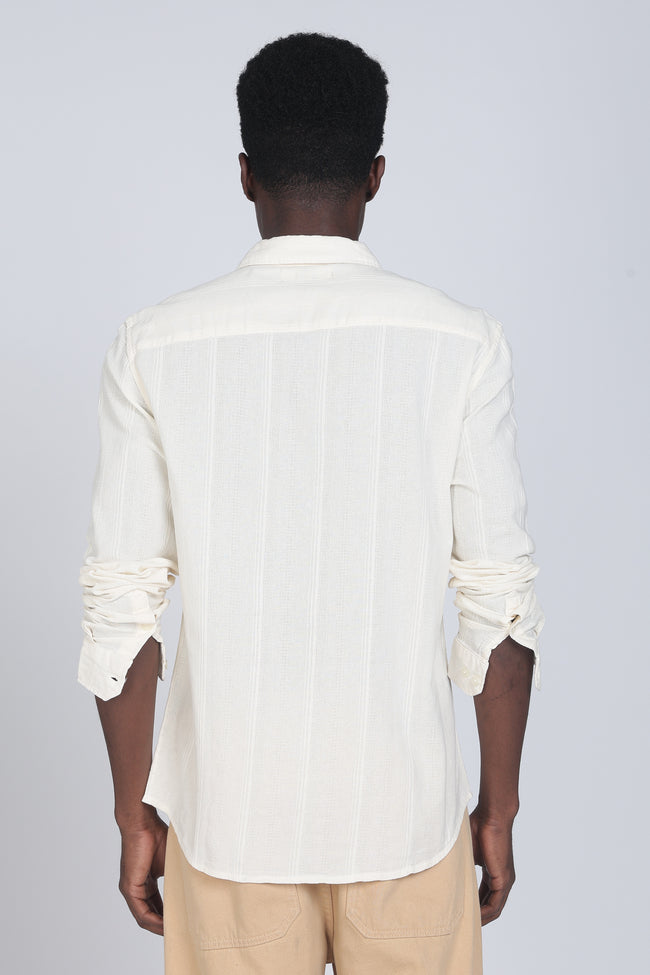 Men Cream Self Design Shirt