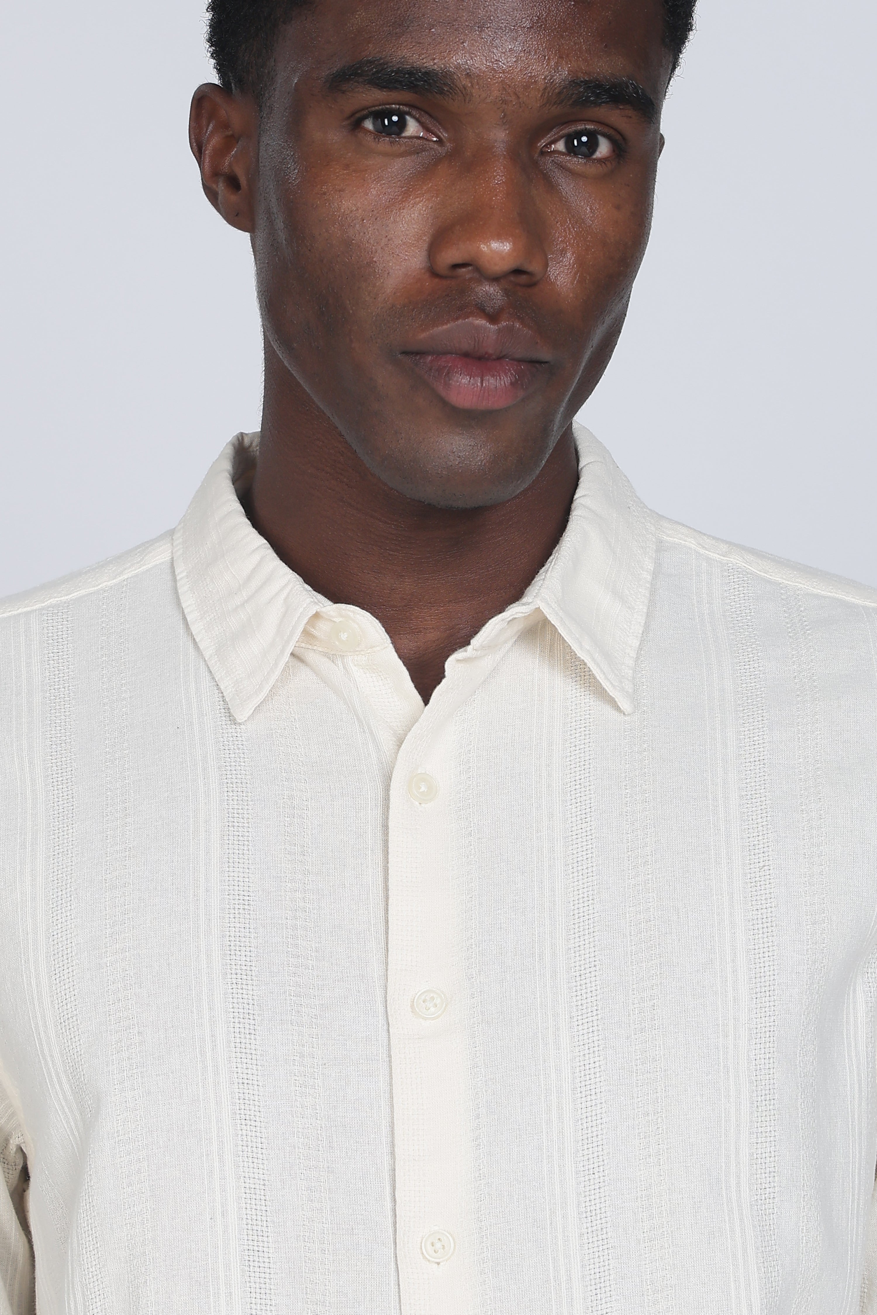 Men Cream Self Design Shirt