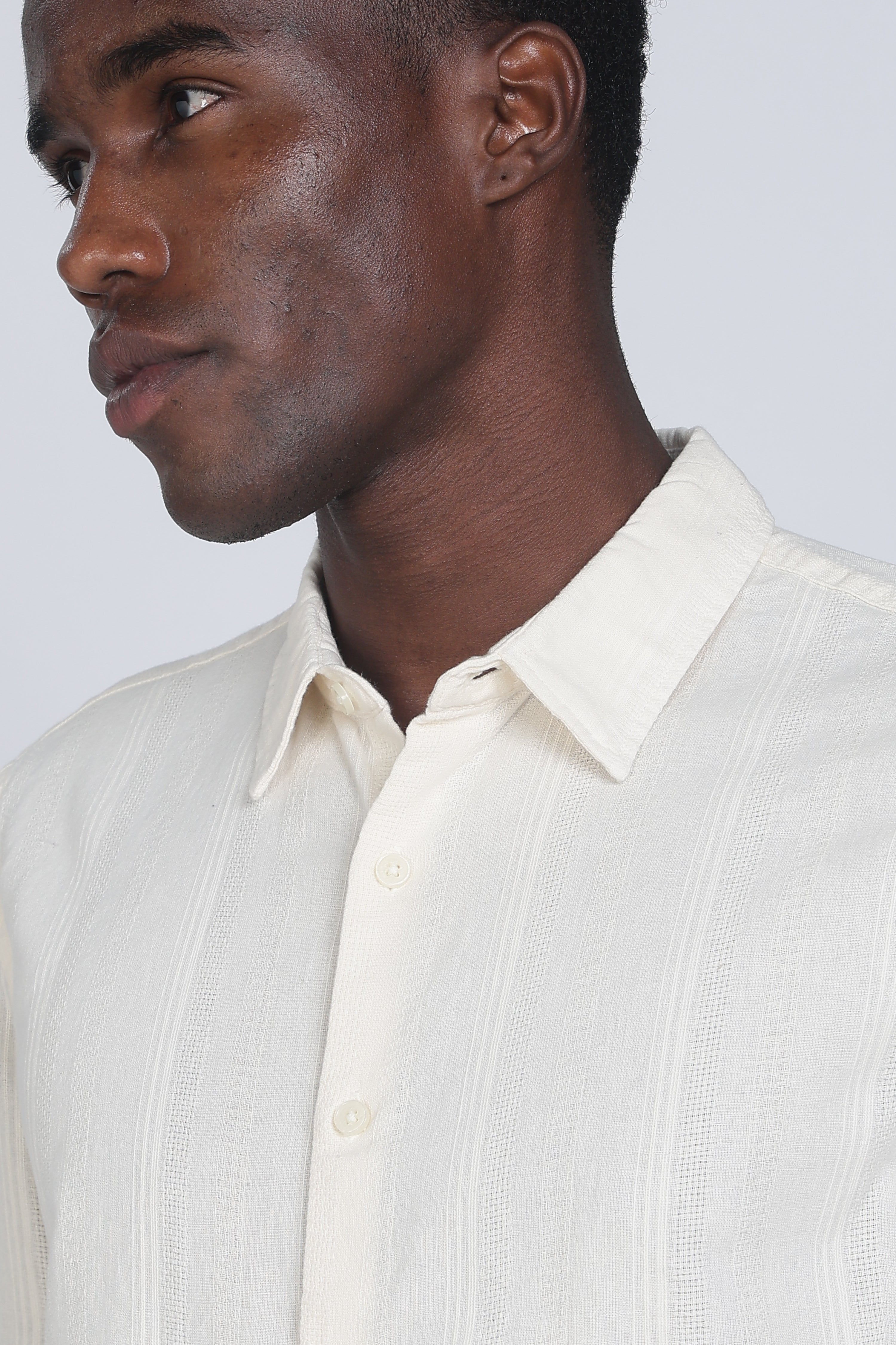 Men Cream Self Design Shirt