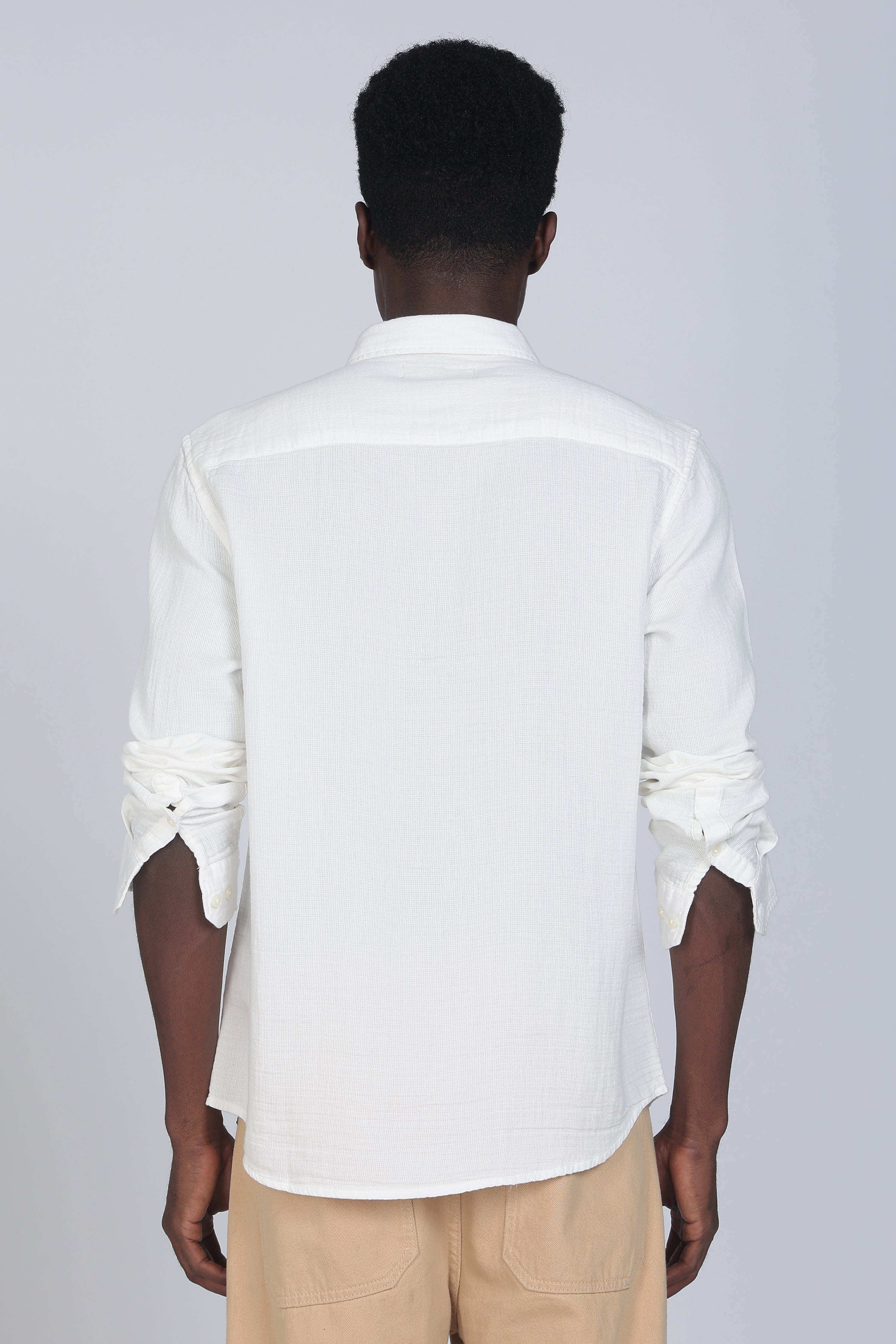 Men White Double Cloth Shirt