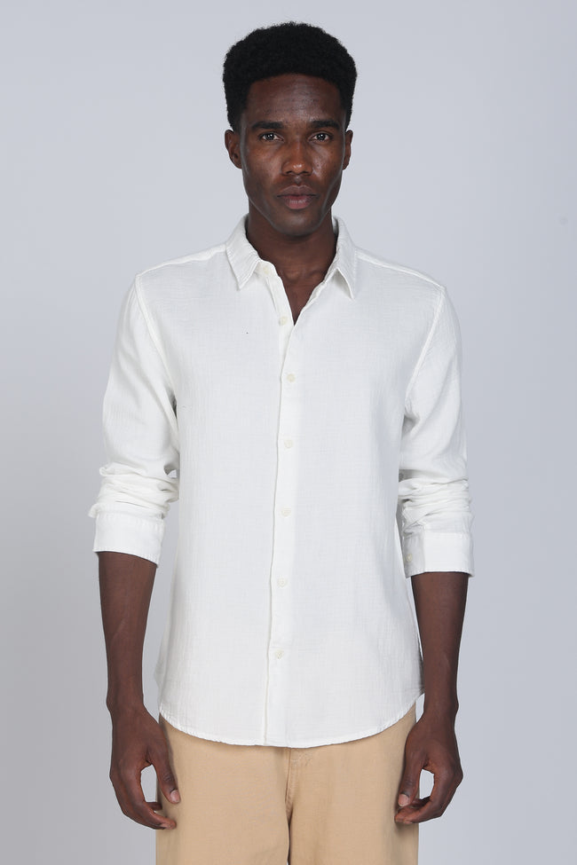 Men White Double Cloth Shirt