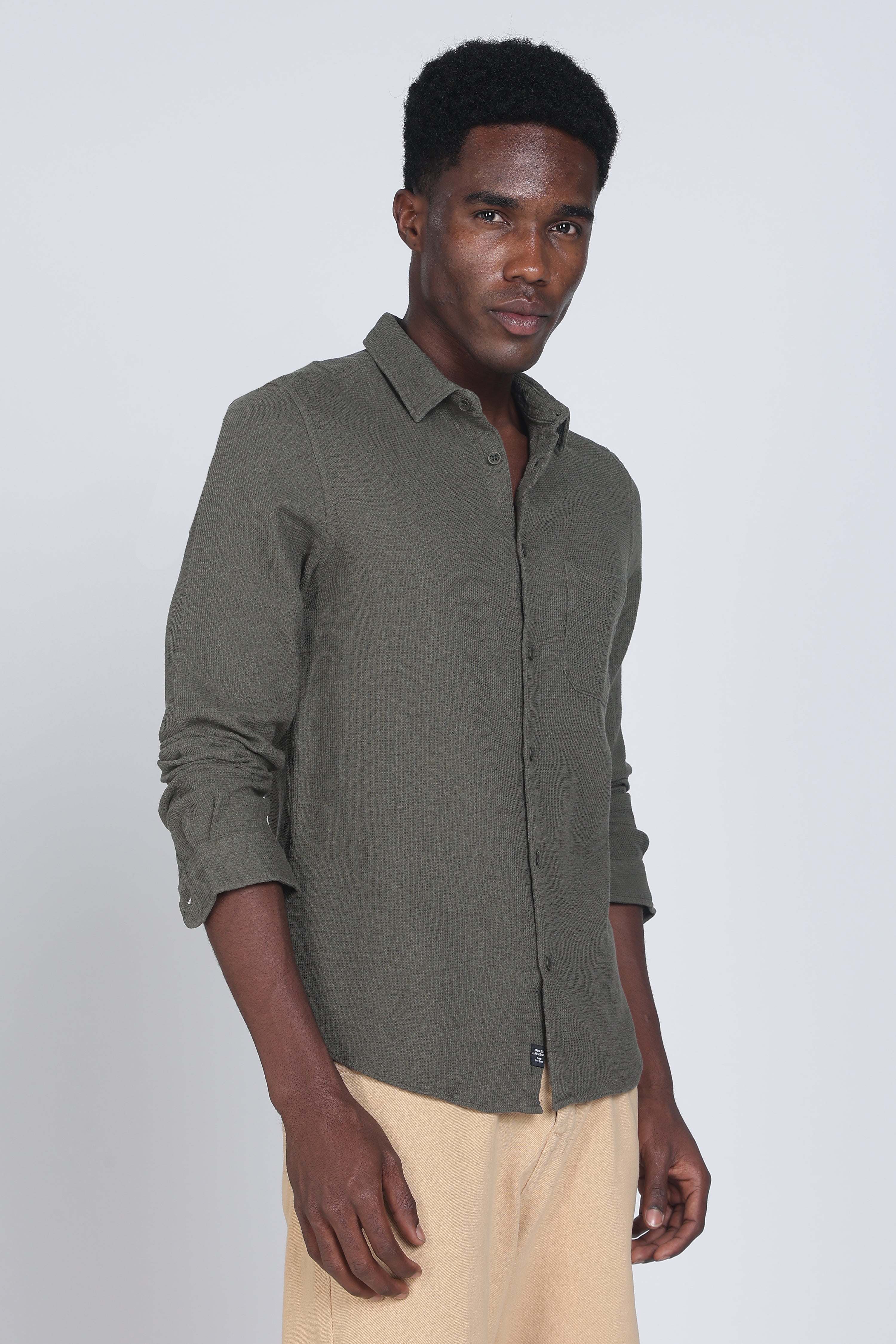 Men Rome Waffle Dobby Solid Shirt