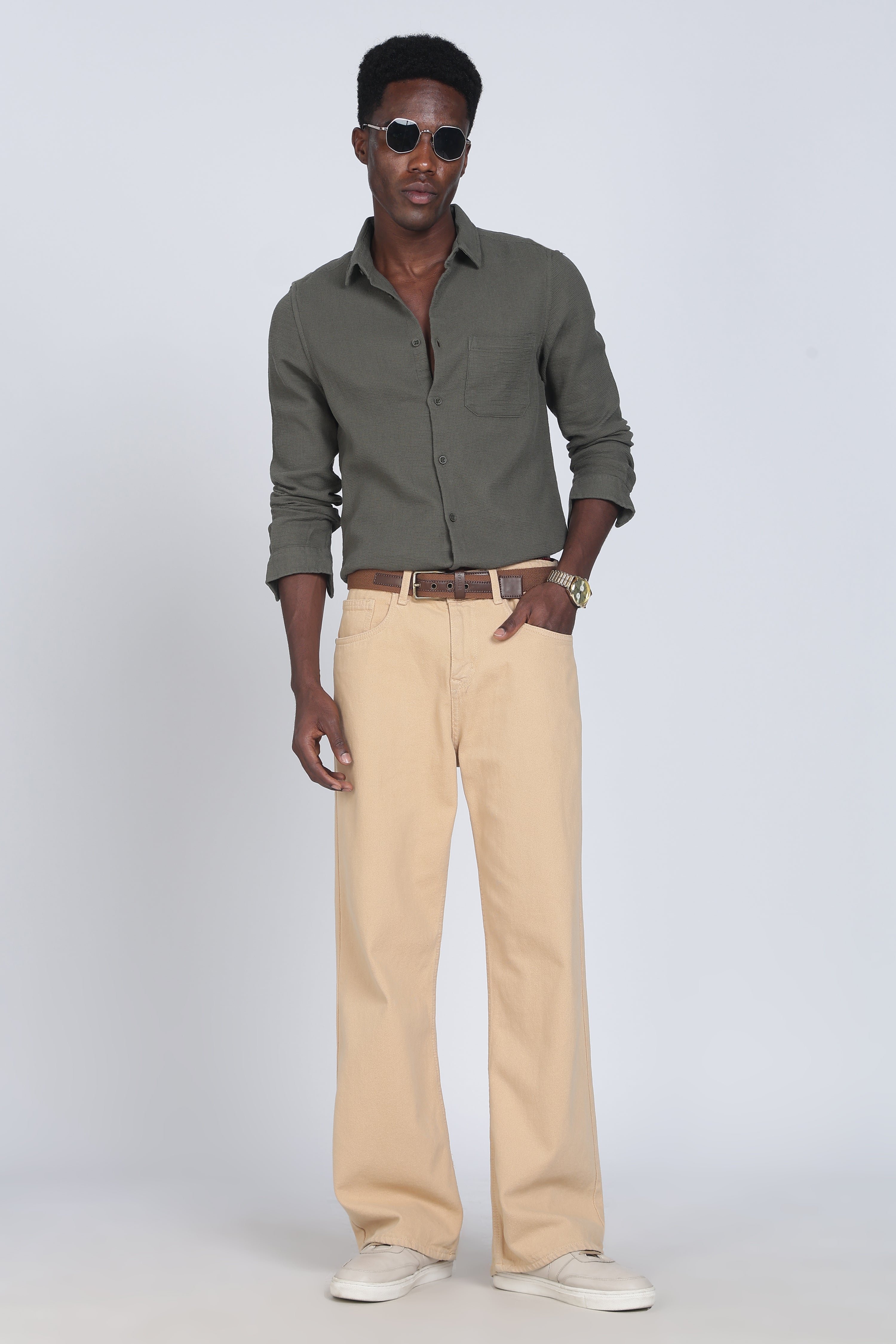 Men Rome Waffle Dobby Solid Shirt