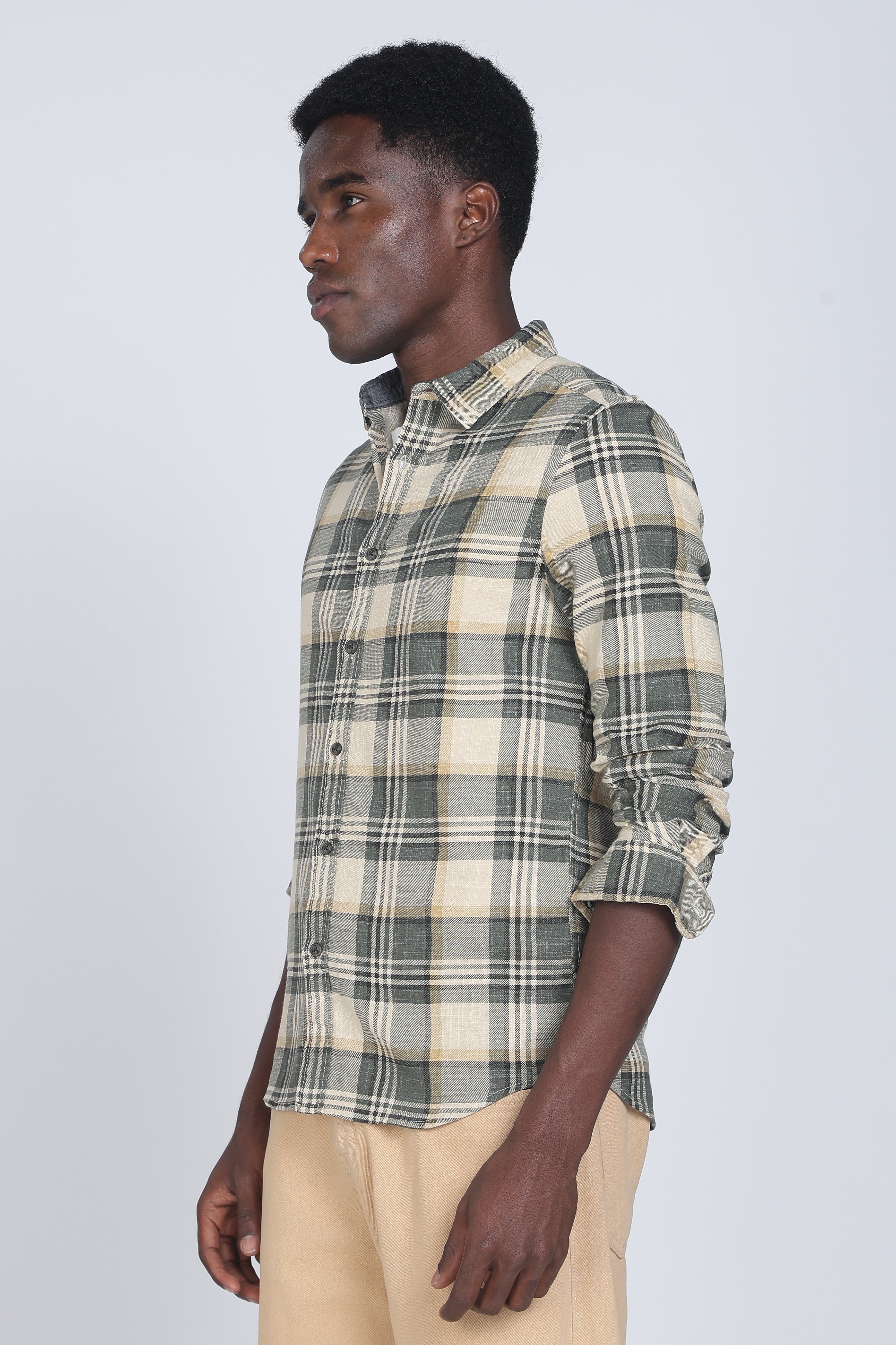 Men Cynthia Slub Check Shirt