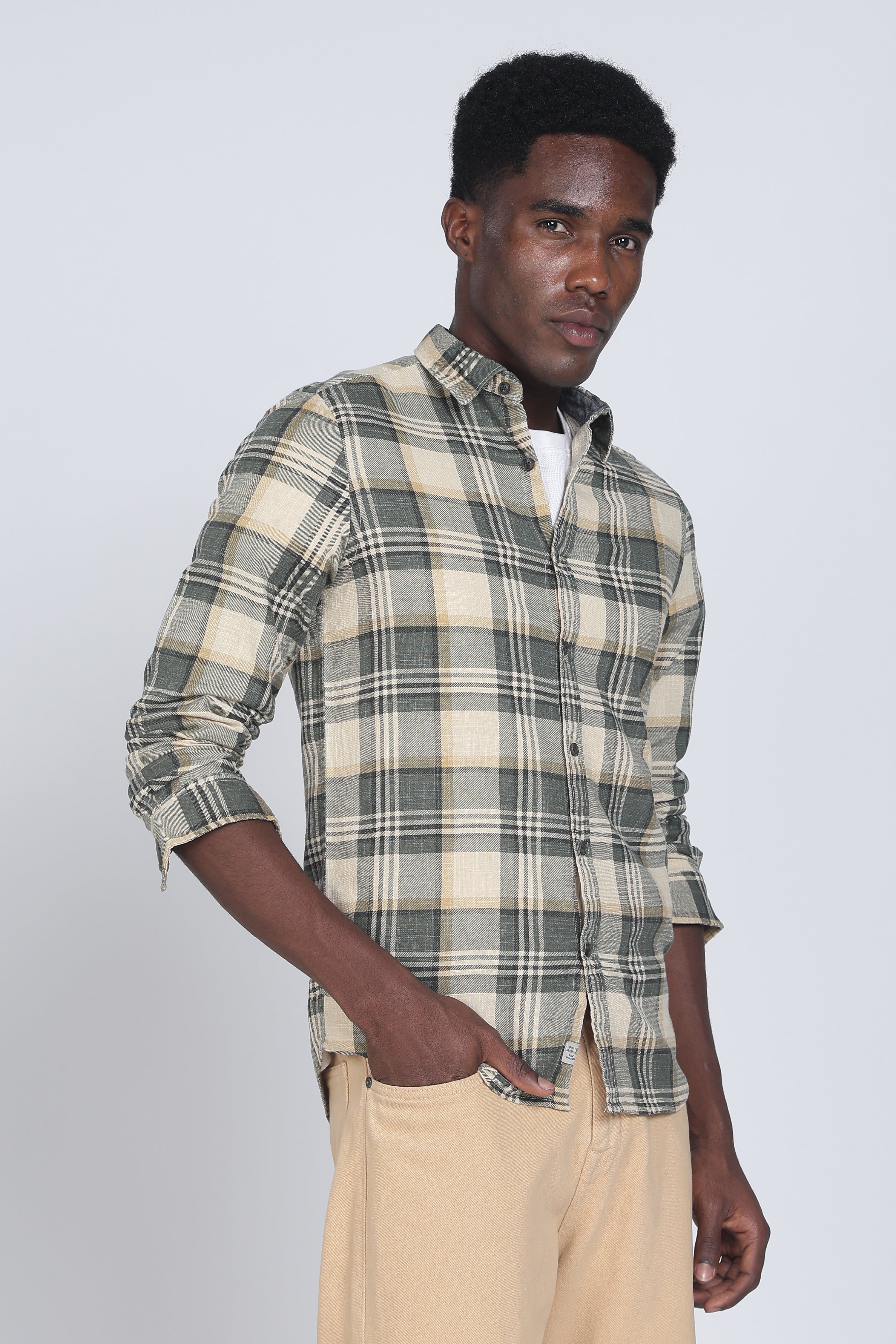 Men Cynthia Slub Check Shirt
