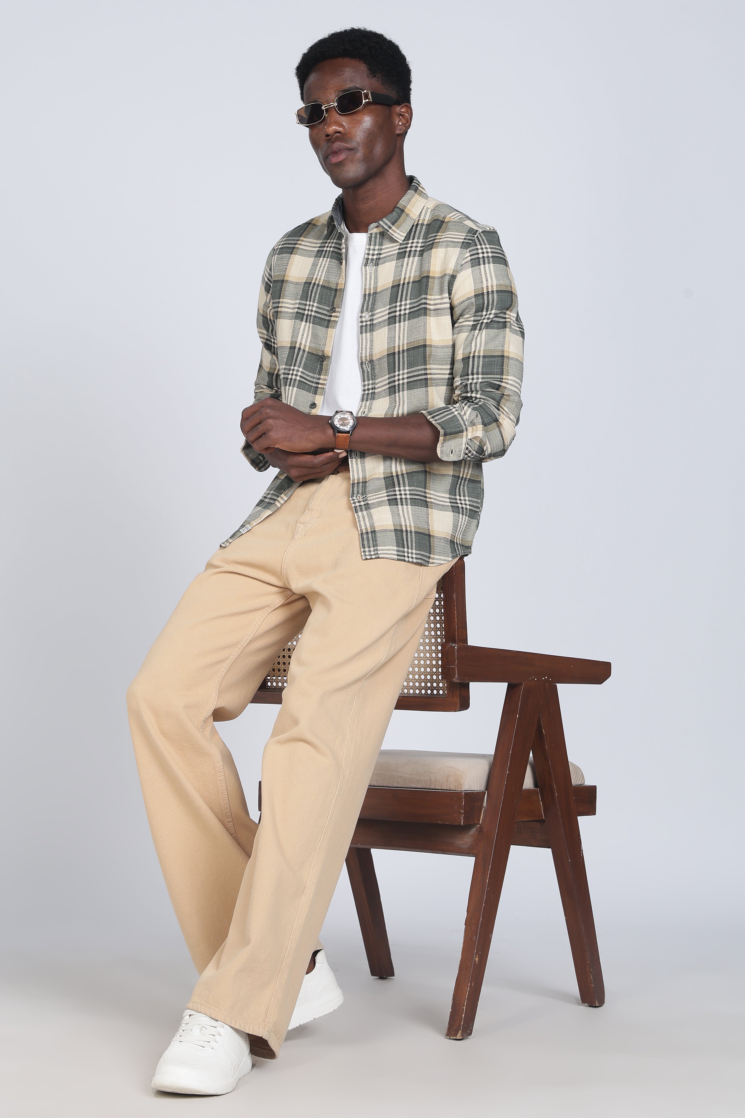 Men Cynthia Slub Check Shirt