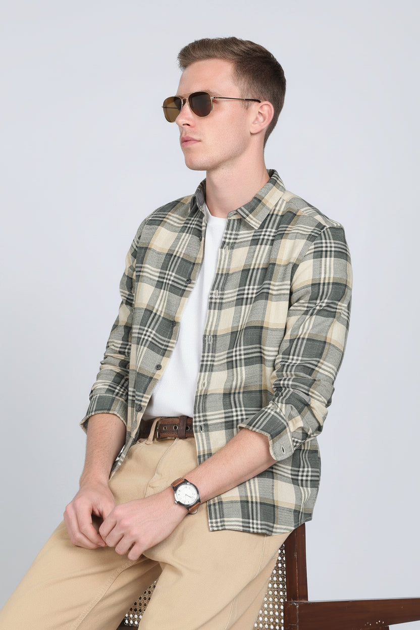 Men Cynthia Slub Check Shirt