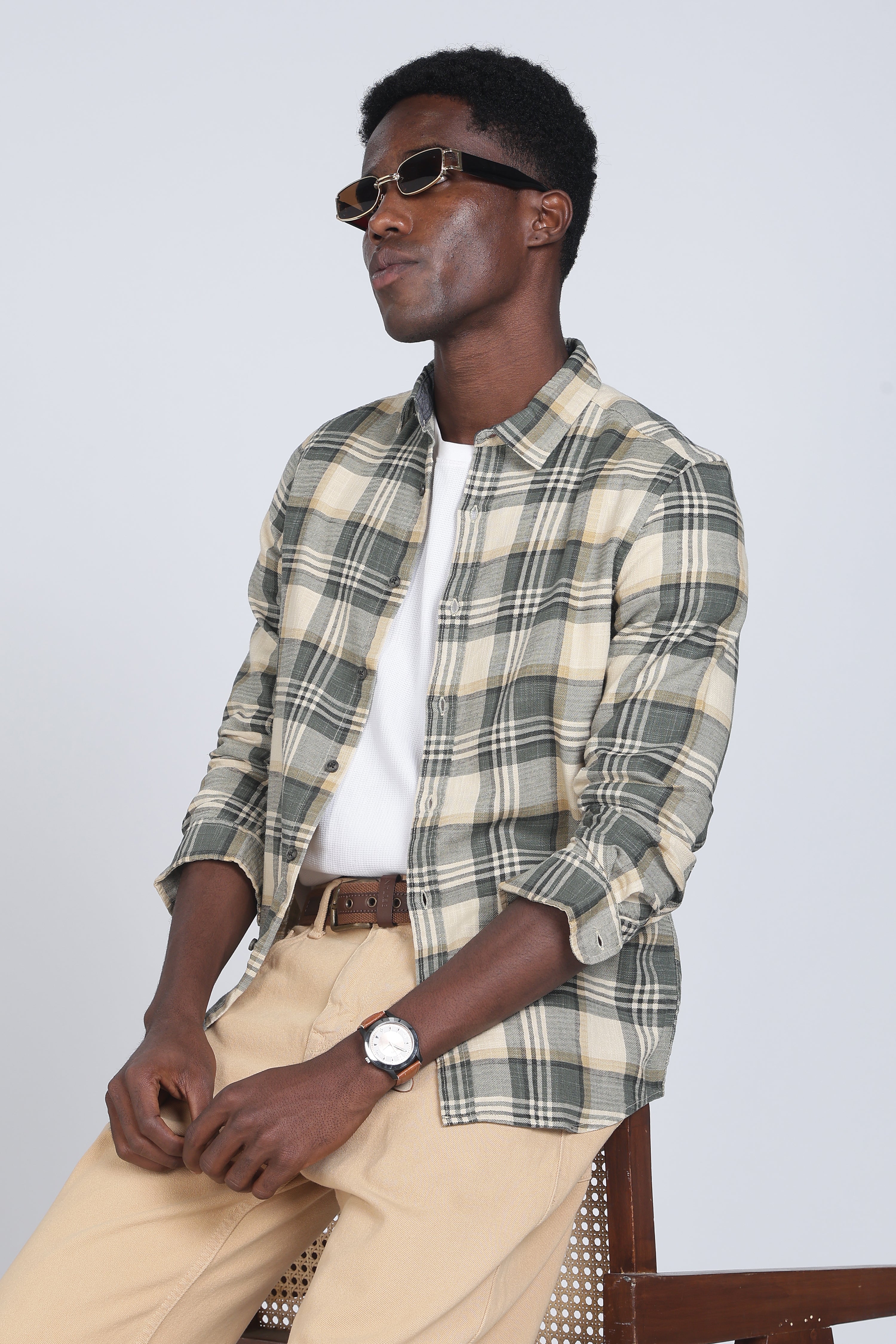 Men Cynthia Slub Check Shirt