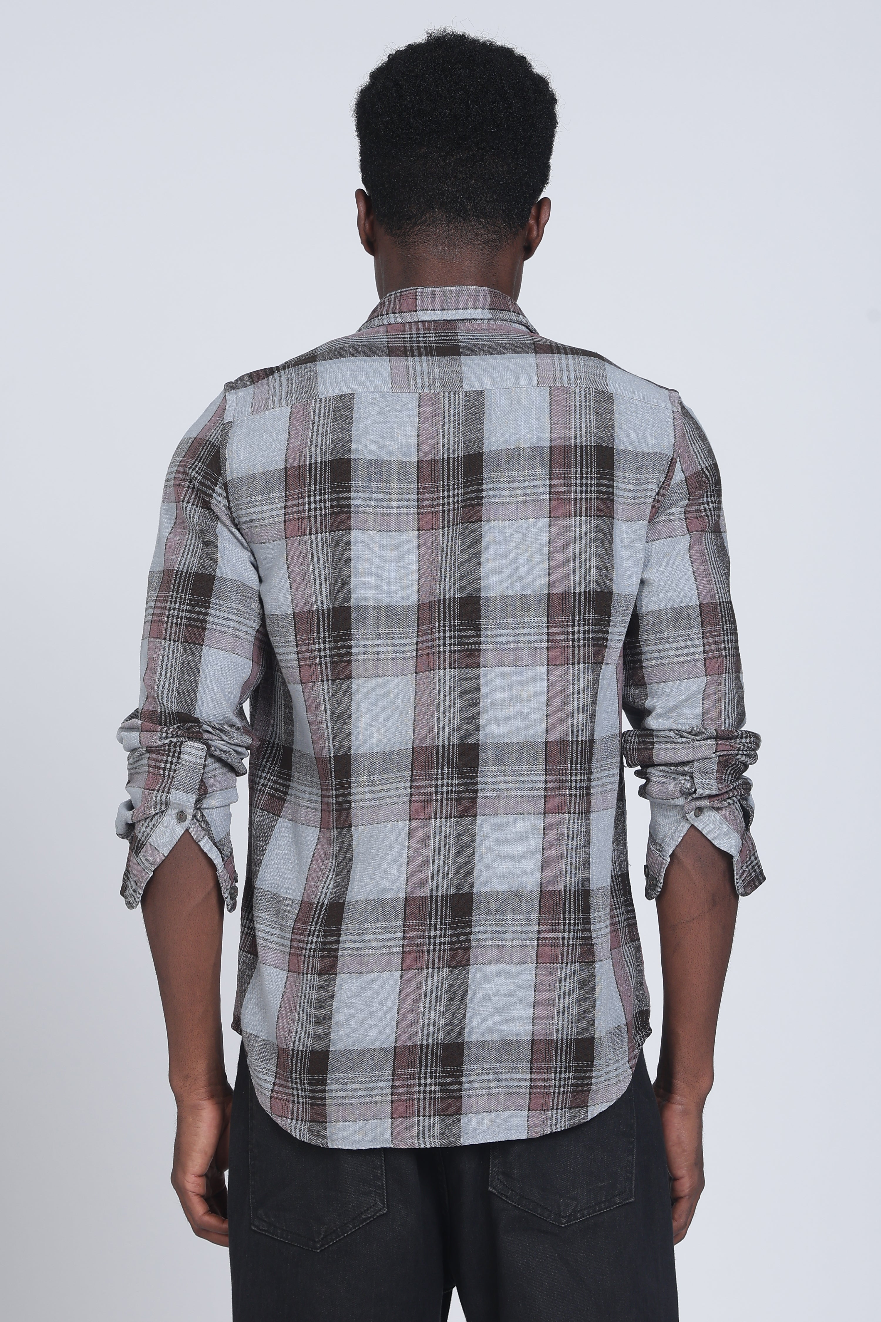 Men Lucifer Overdyed Cotton Check Shirt
