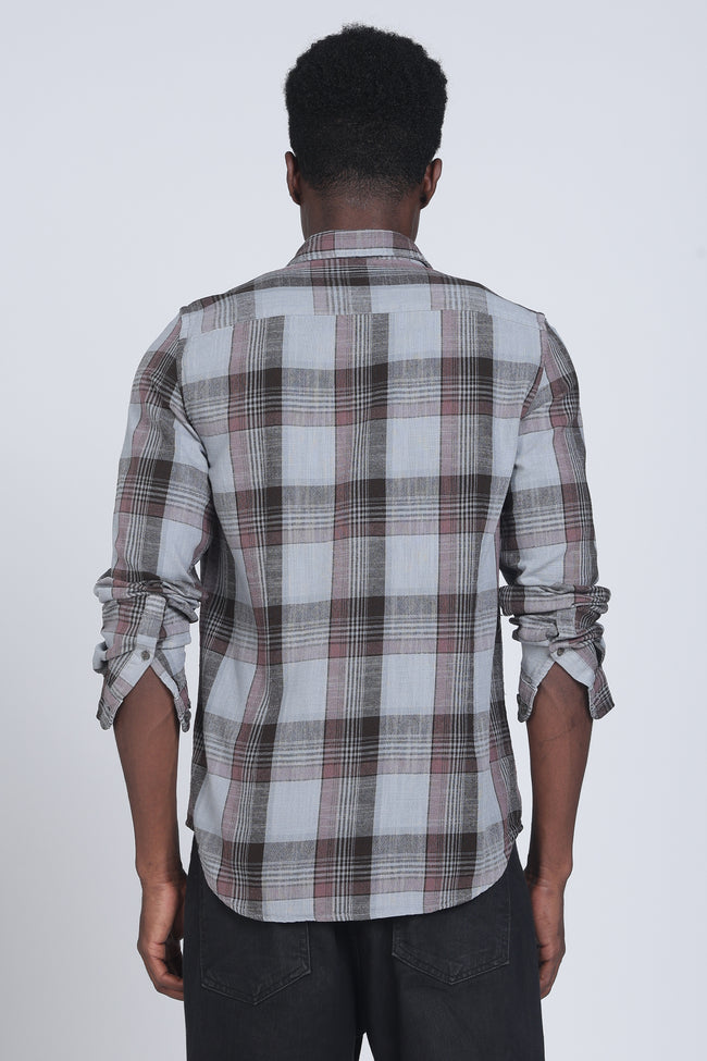 Men Lucifer Overdyed Cotton Check Shirt