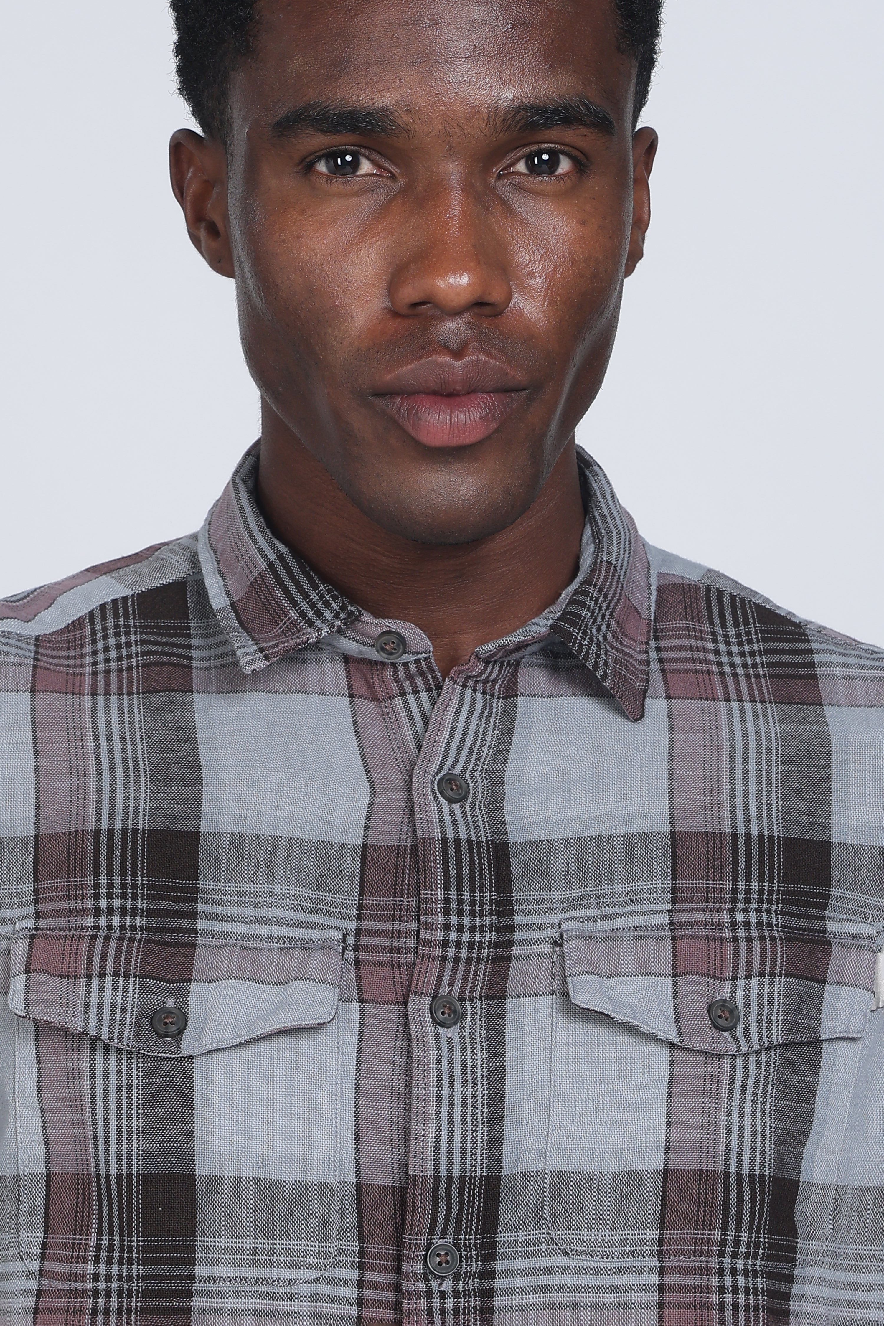 Men Lucifer Overdyed Cotton Check Shirt