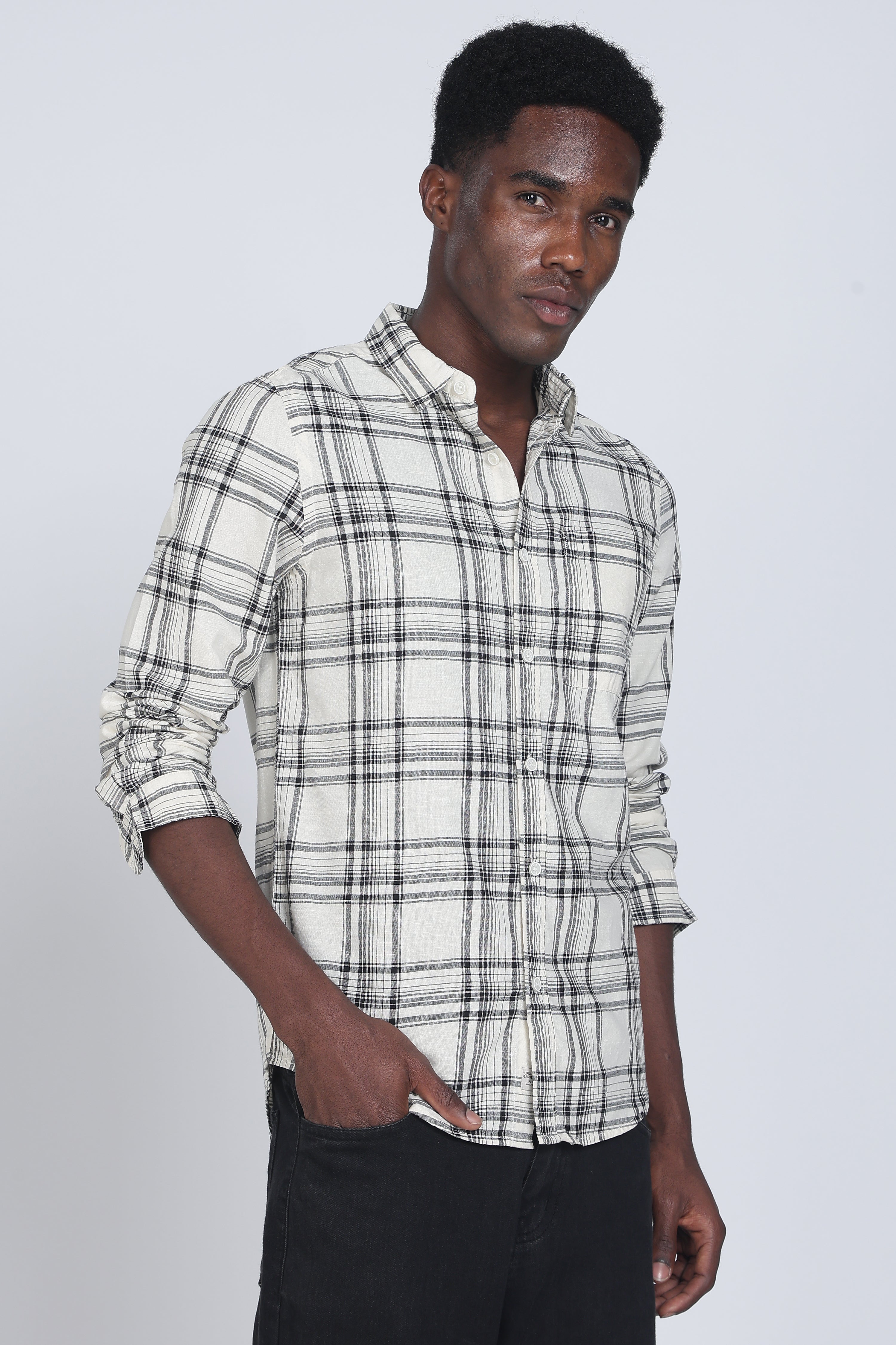 Men Zinnia Cotton Check Shirt