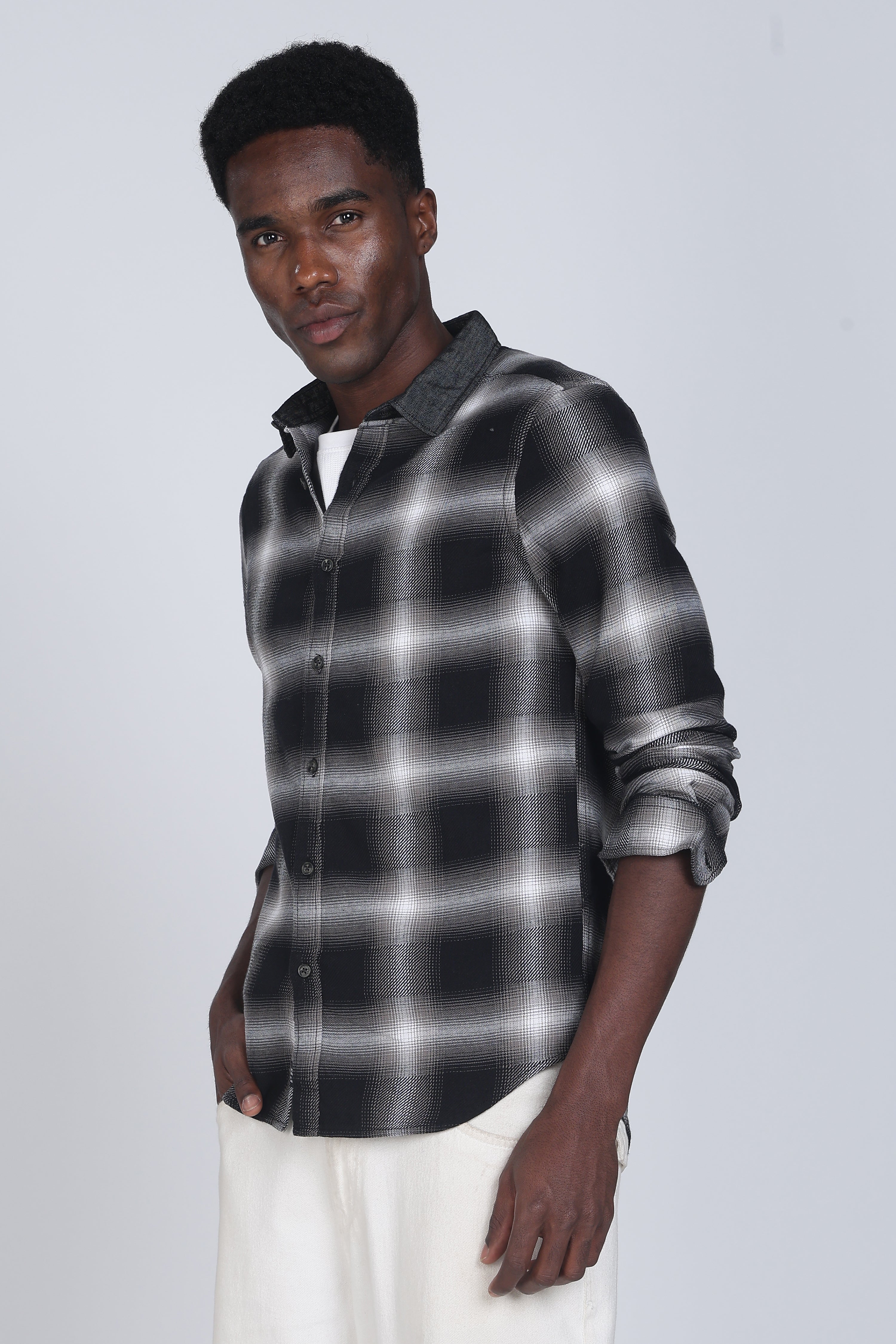 Men Buffer Dobby Check Shirt