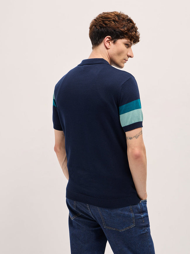 Men Multi-Color Geometrical Color Block Regular Fit Polo