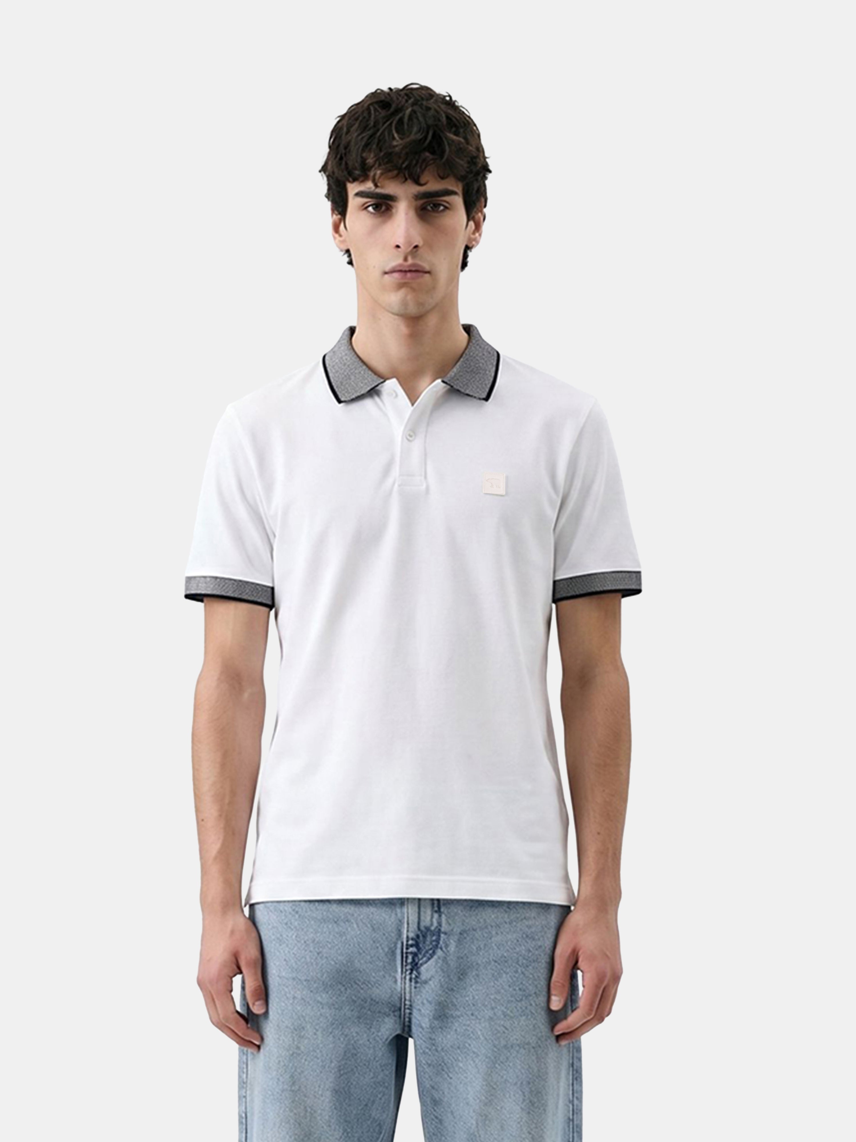 Men White Solid Cotton Polo T-Shirt