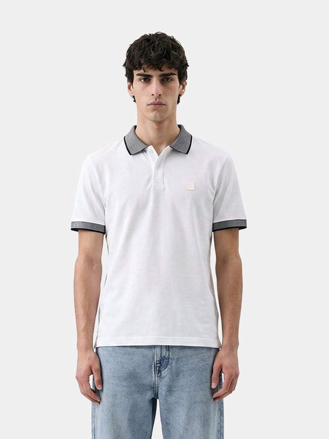 Men White Solid Cotton Polo T-Shirt