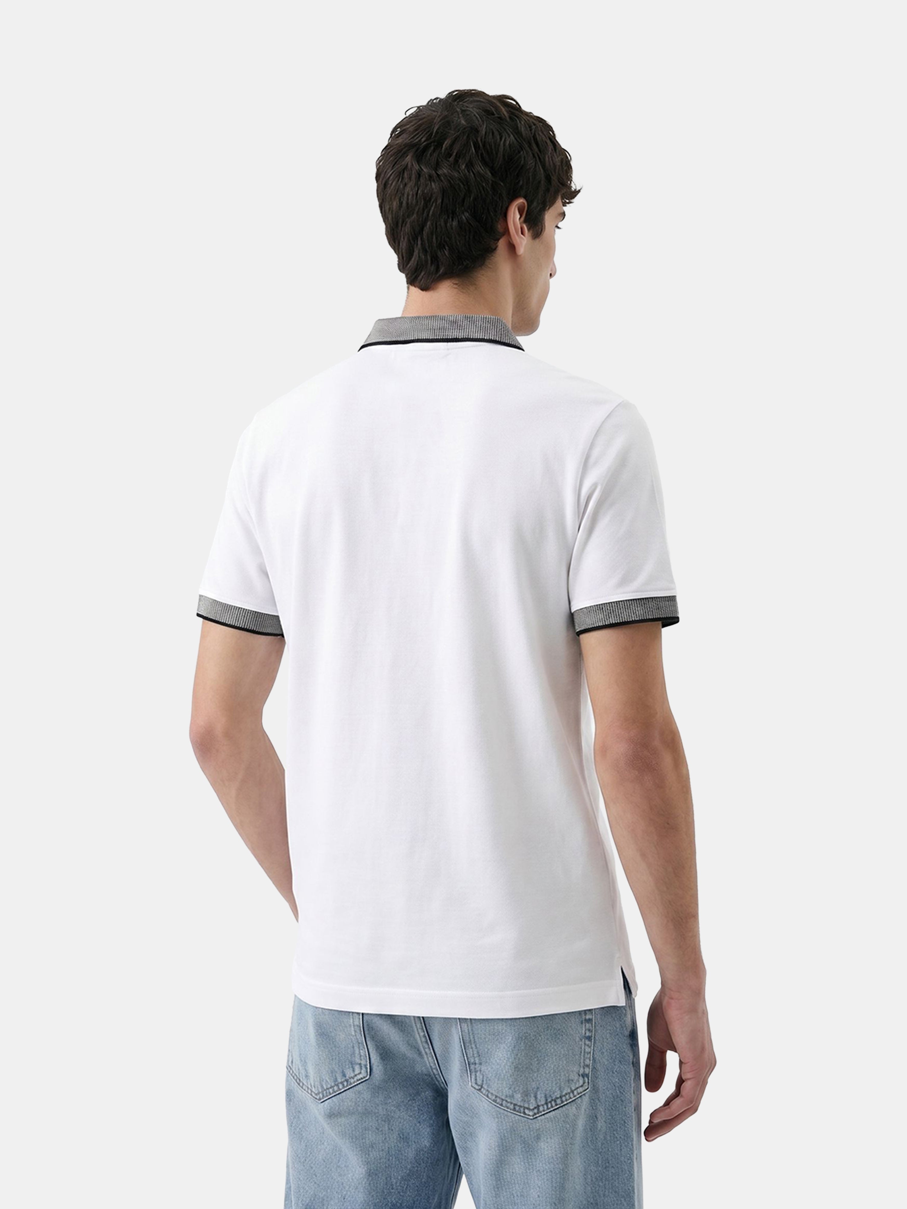 Men White Solid Cotton Polo T-Shirt