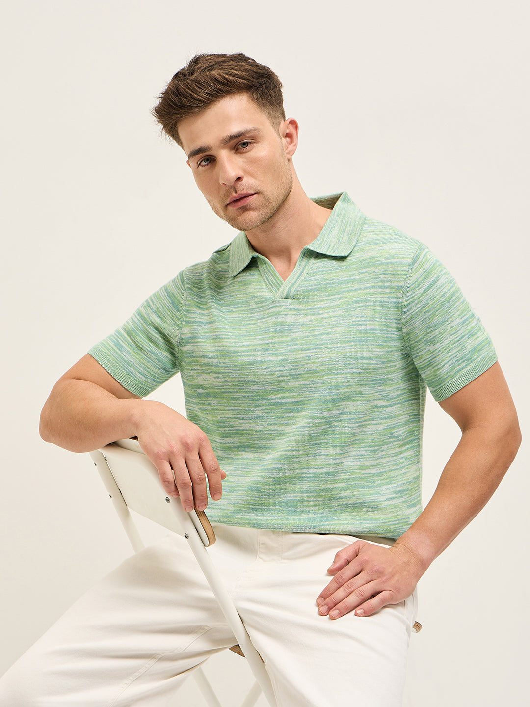 Men Multi-Color Marled texture Regular Fit Polo