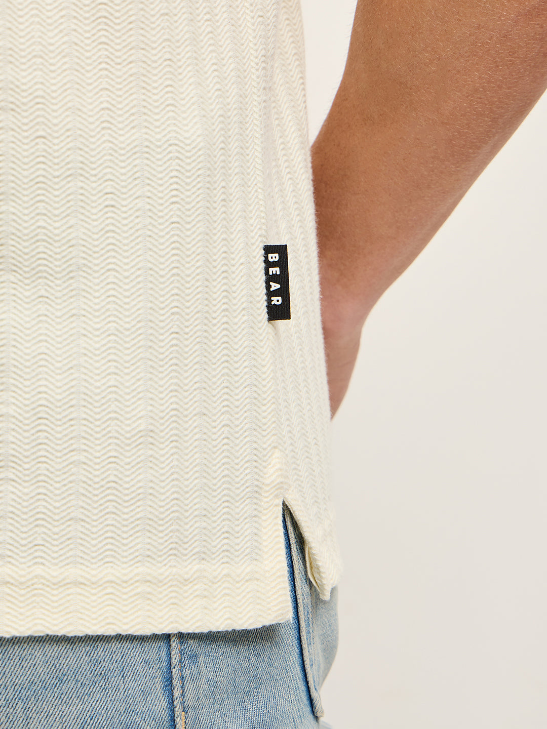 Men Off-White Texture Slim Fit Polo