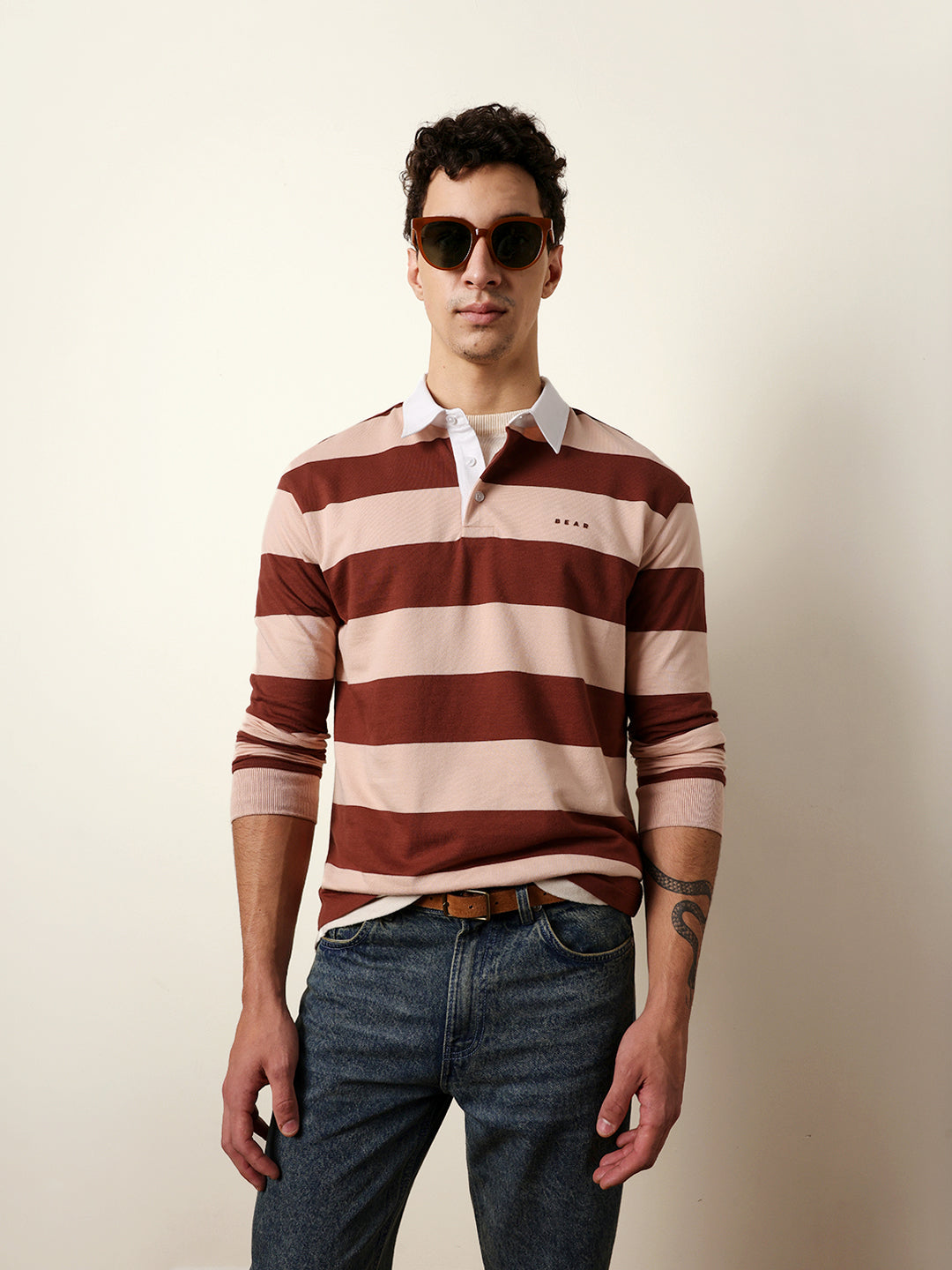 Men Multicolour Full Sleeve Polo T-Shirt