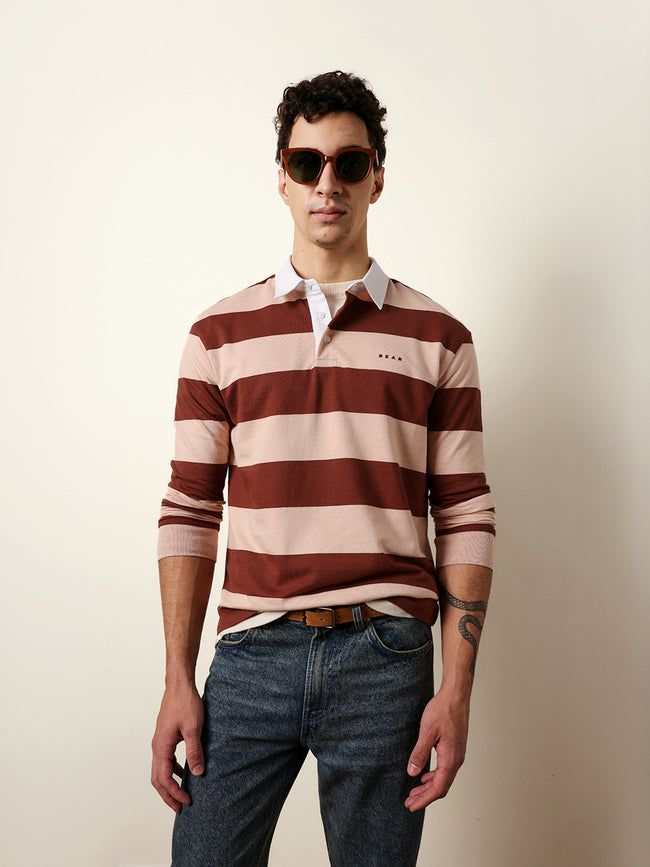 Men Multicolour Full Sleeve Polo T-Shirt