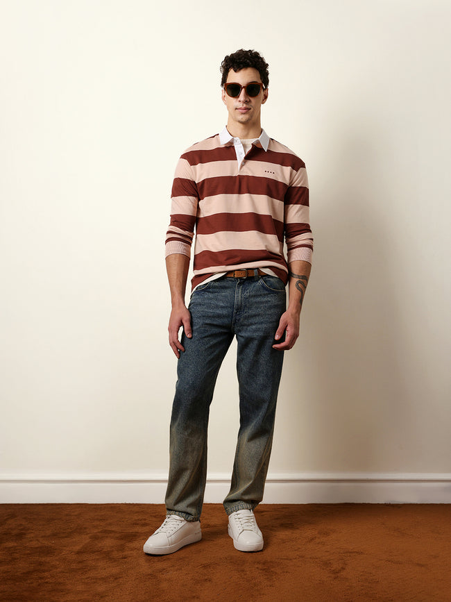 Men Multicolour Full Sleeve Polo T-Shirt