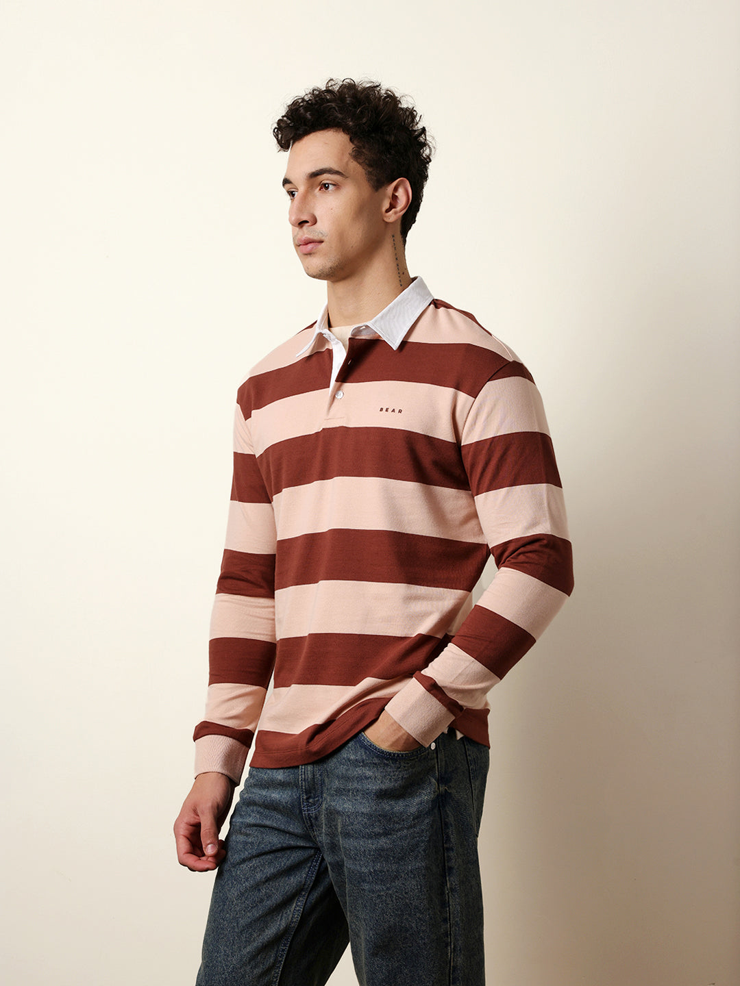 Men Multicolour Full Sleeve Polo T-Shirt
