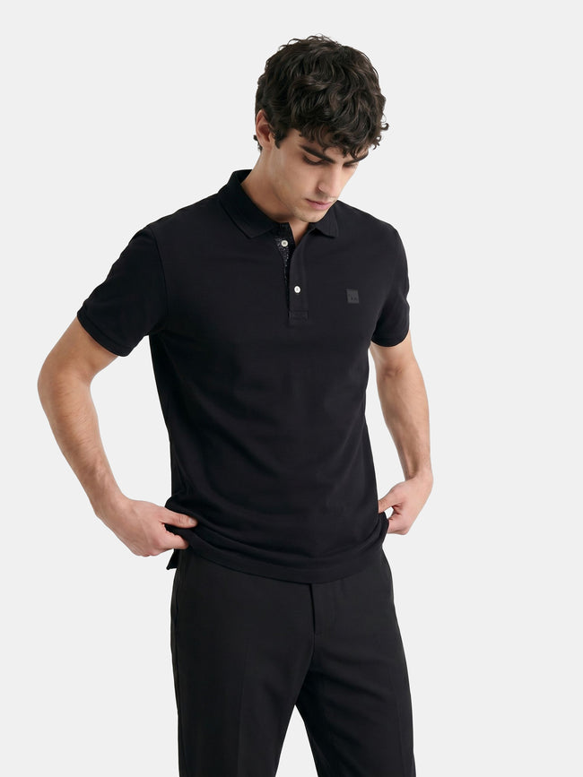 Men Black Solid Cotton Polo T-Shirt