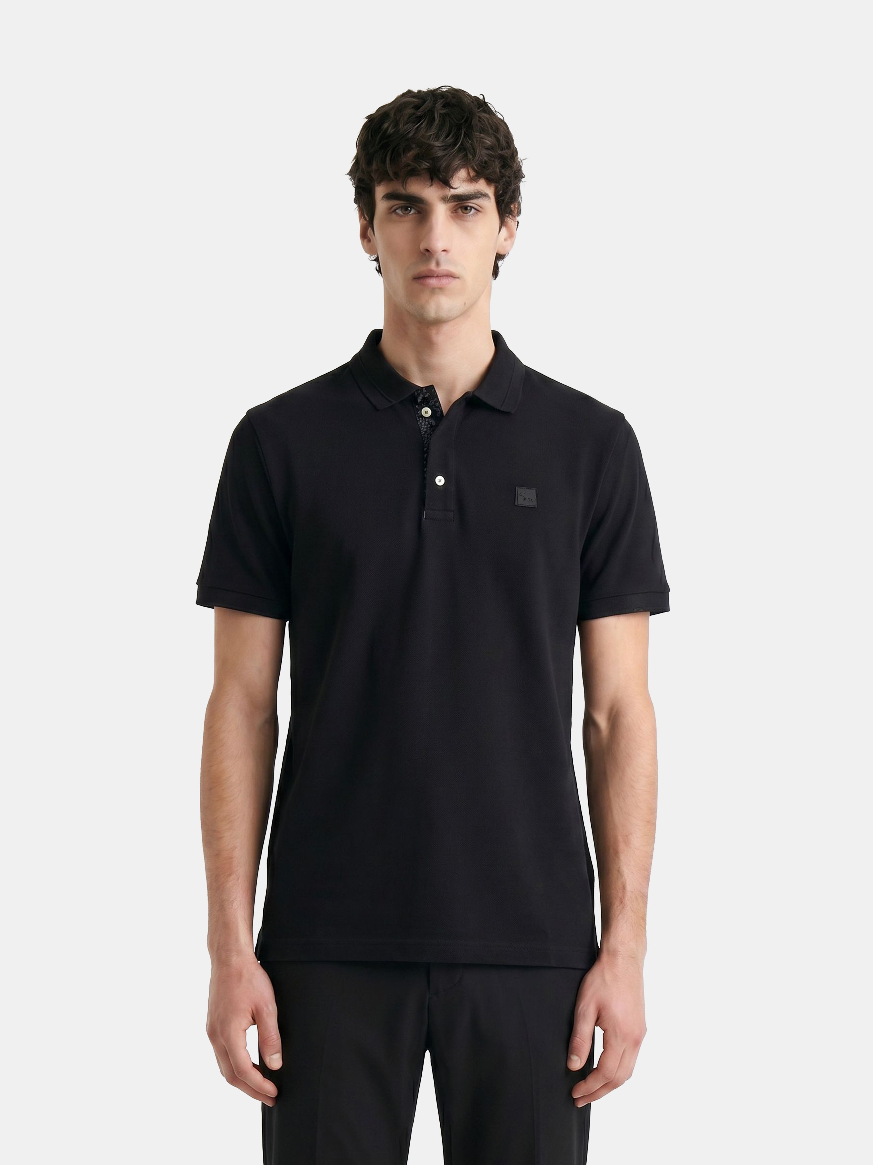Men Black Solid Cotton Polo T-Shirt