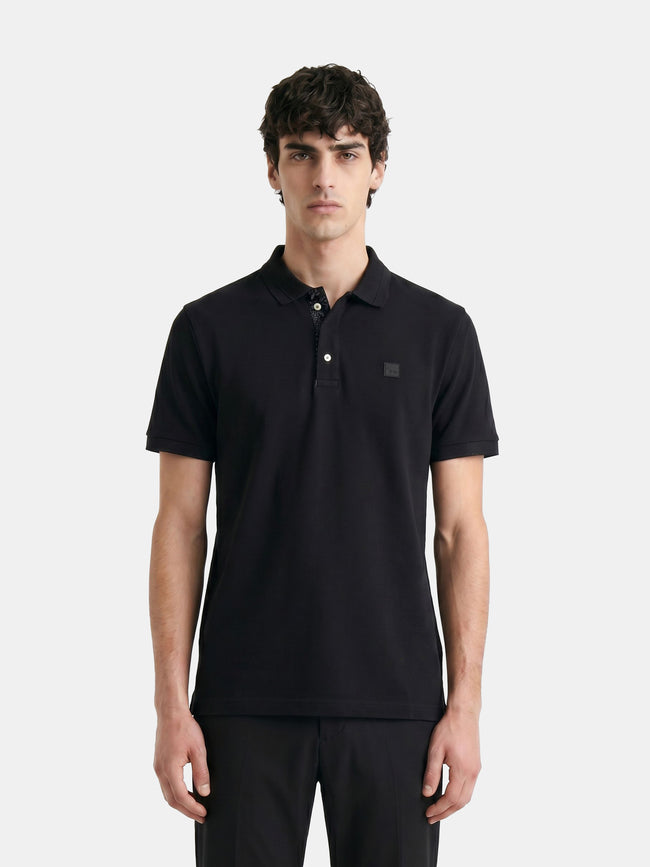Men Black Solid Cotton Polo T-Shirt
