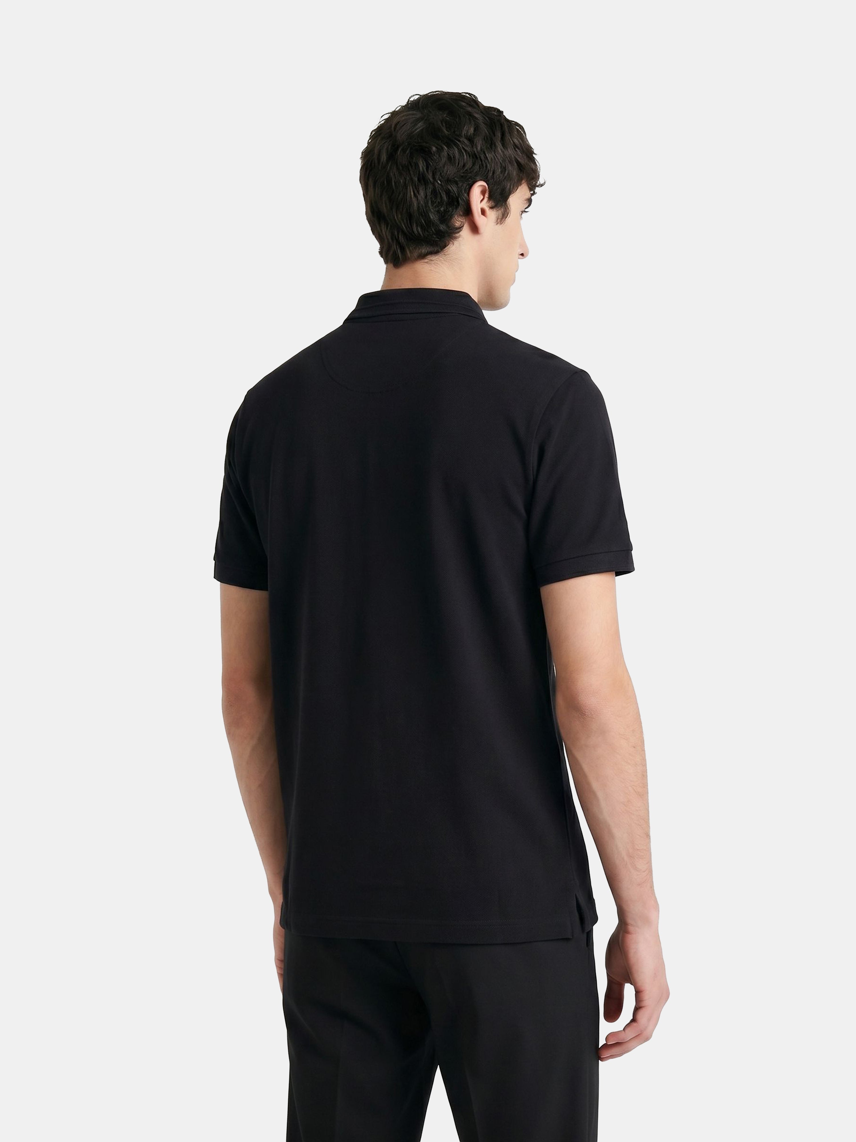 Men Black Solid Cotton Polo T-Shirt