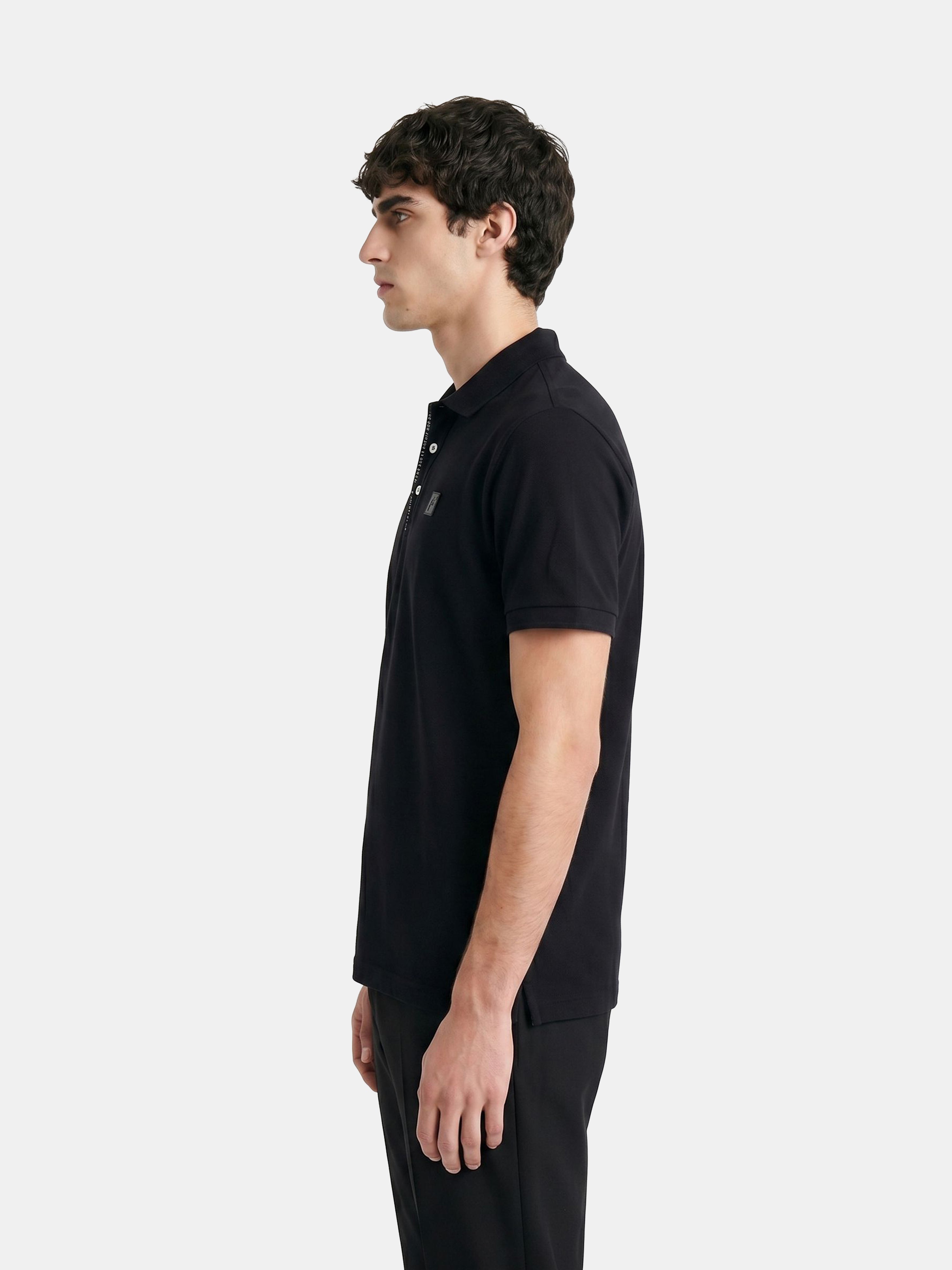 Men Black Solid Cotton Polo T-Shirt