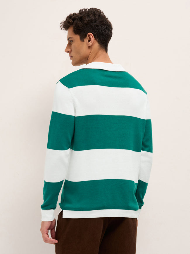 Men Cotton Striped Polo T-Shirt