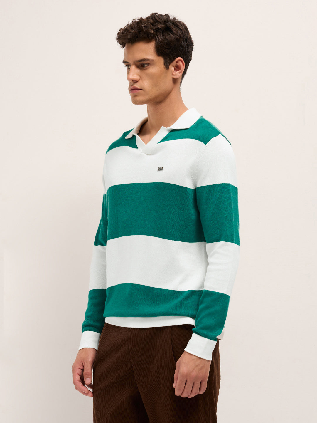 Men Cotton Striped Polo T-Shirt