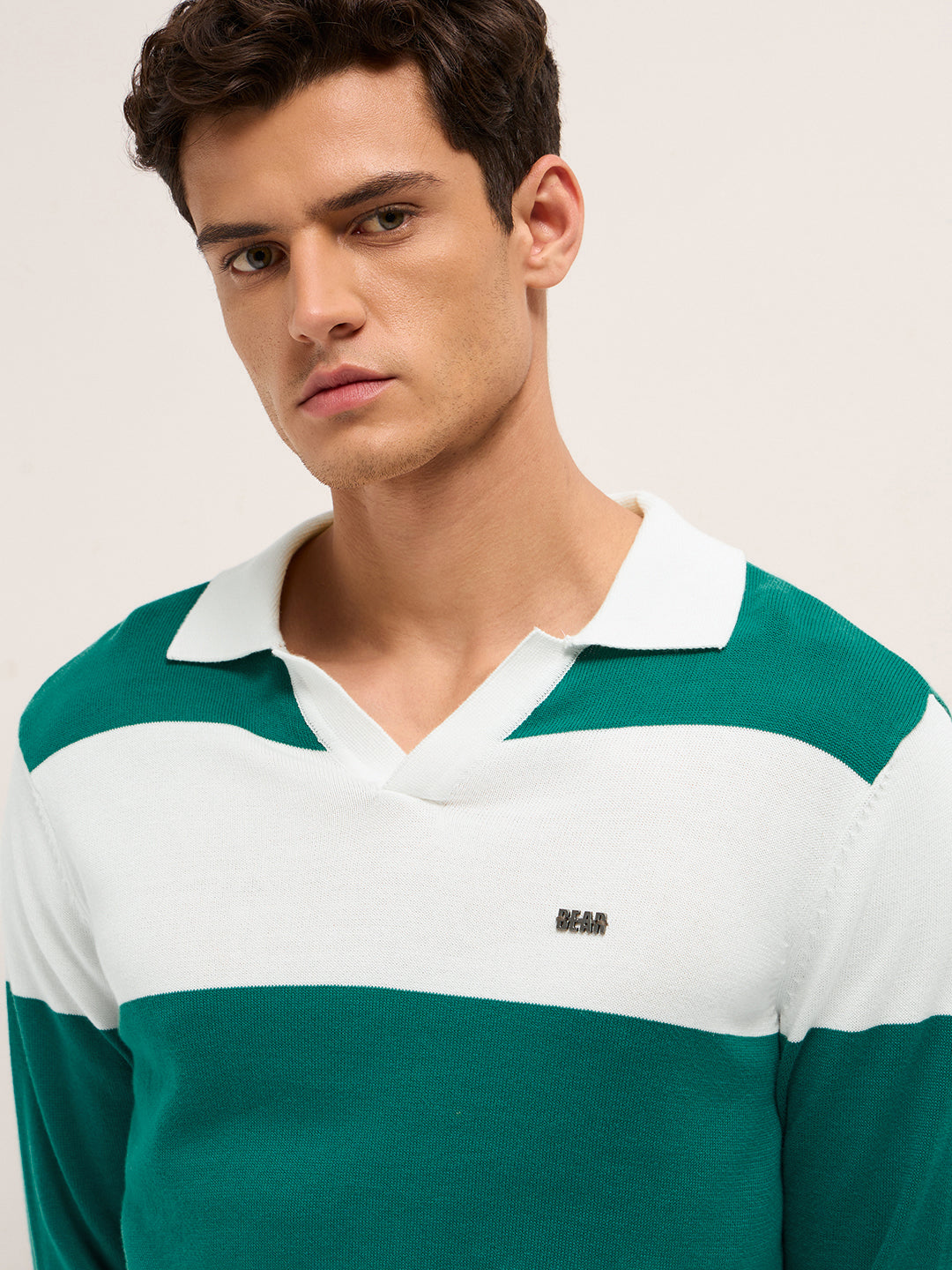 Men Cotton Striped Polo T-Shirt