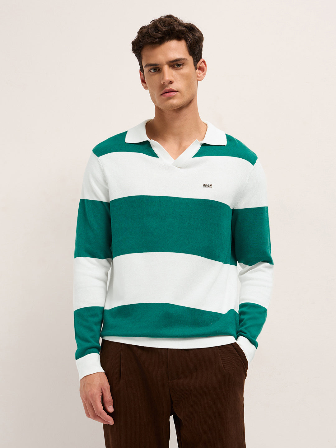 Men Cotton Striped Polo T-Shirt