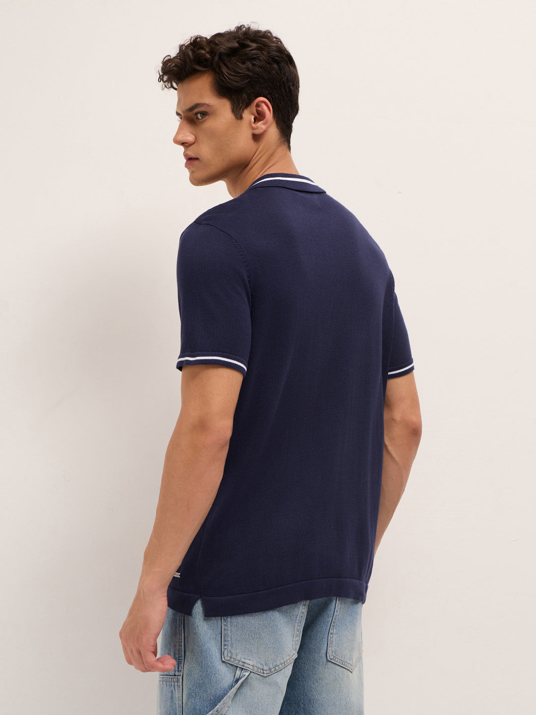Men Cotton Colorblocked Polo T-Shirt