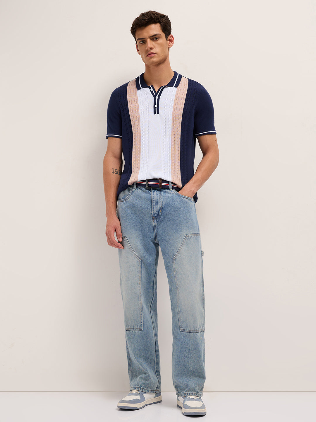 Men Cotton Colorblocked Polo T-Shirt