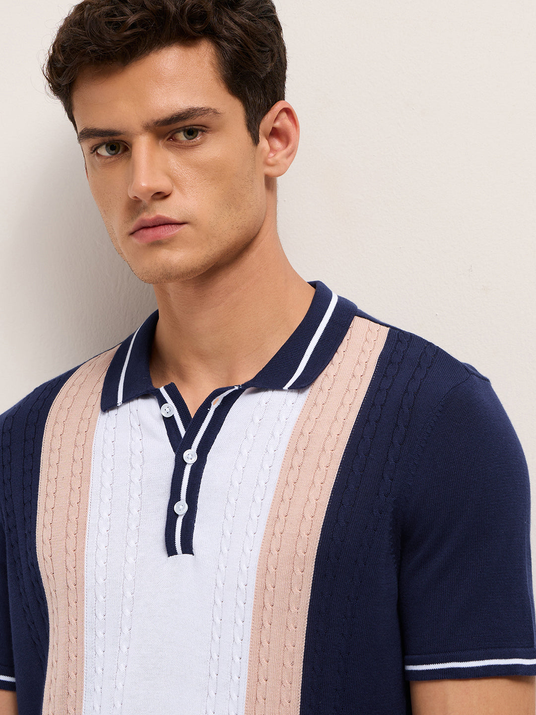 Men Cotton Colorblocked Polo T-Shirt