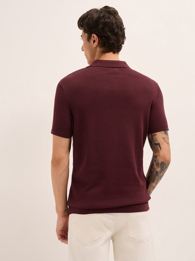 Men Cotton Textured Polo T-Shirt