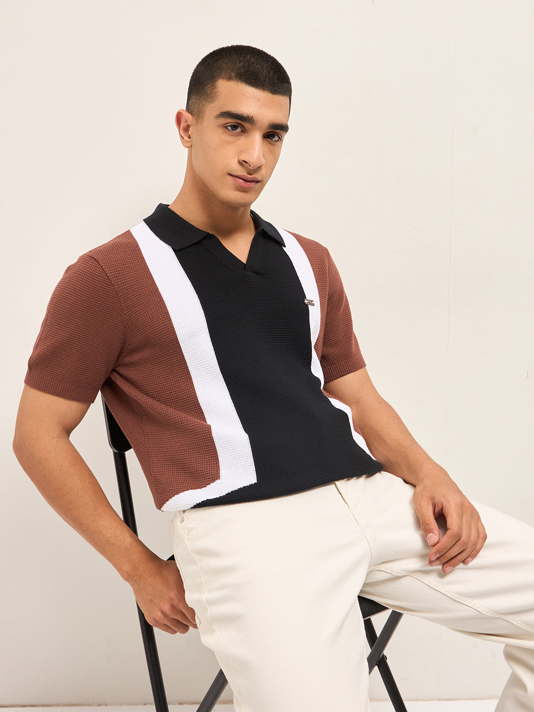 Men MultiColor Colorblocked Polo T-Shirt