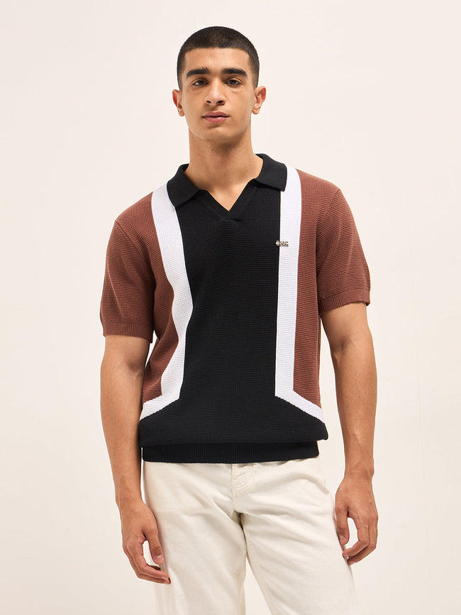 Men MultiColor Colorblocked Polo T-Shirt