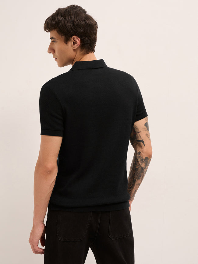 Men Cotton Textured Polo T-Shirt