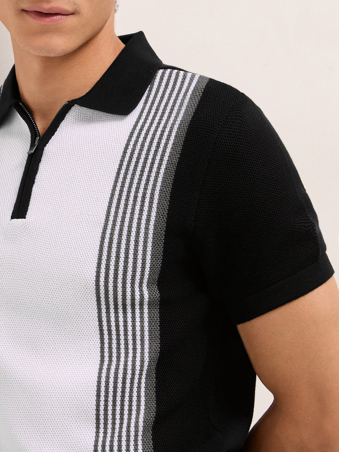 Men Cotton Textured Polo T-Shirt