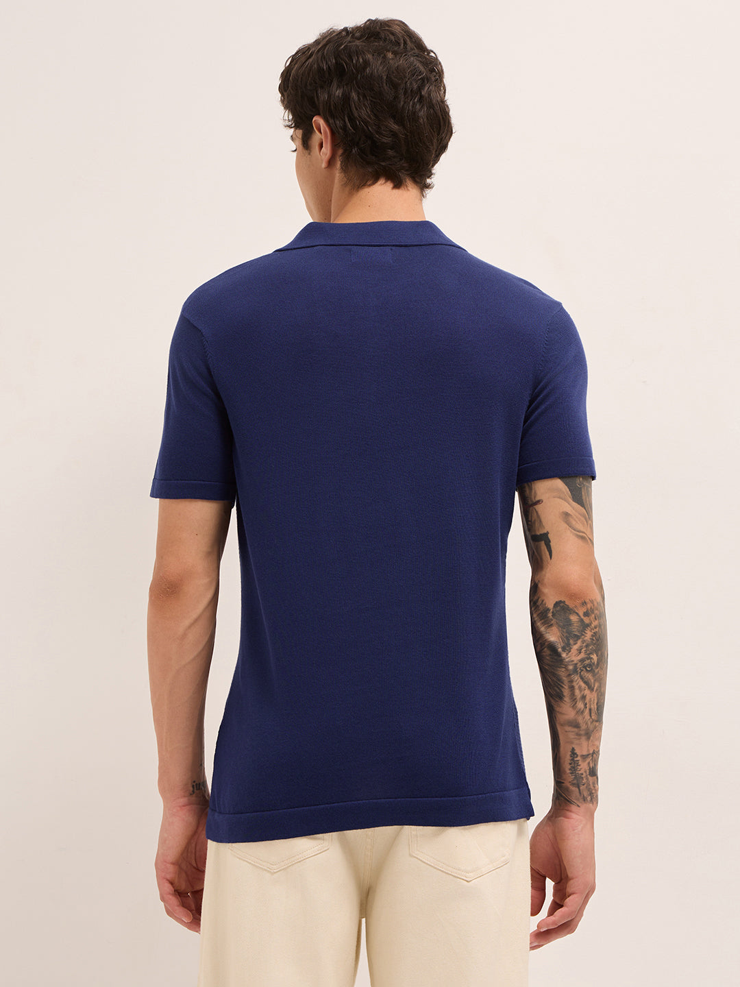Men Cotton Textured Polo T-Shirt