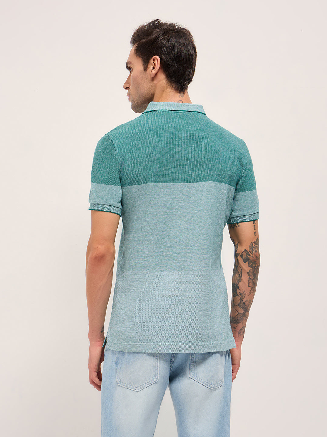 Men Teal Slim Fit Polo