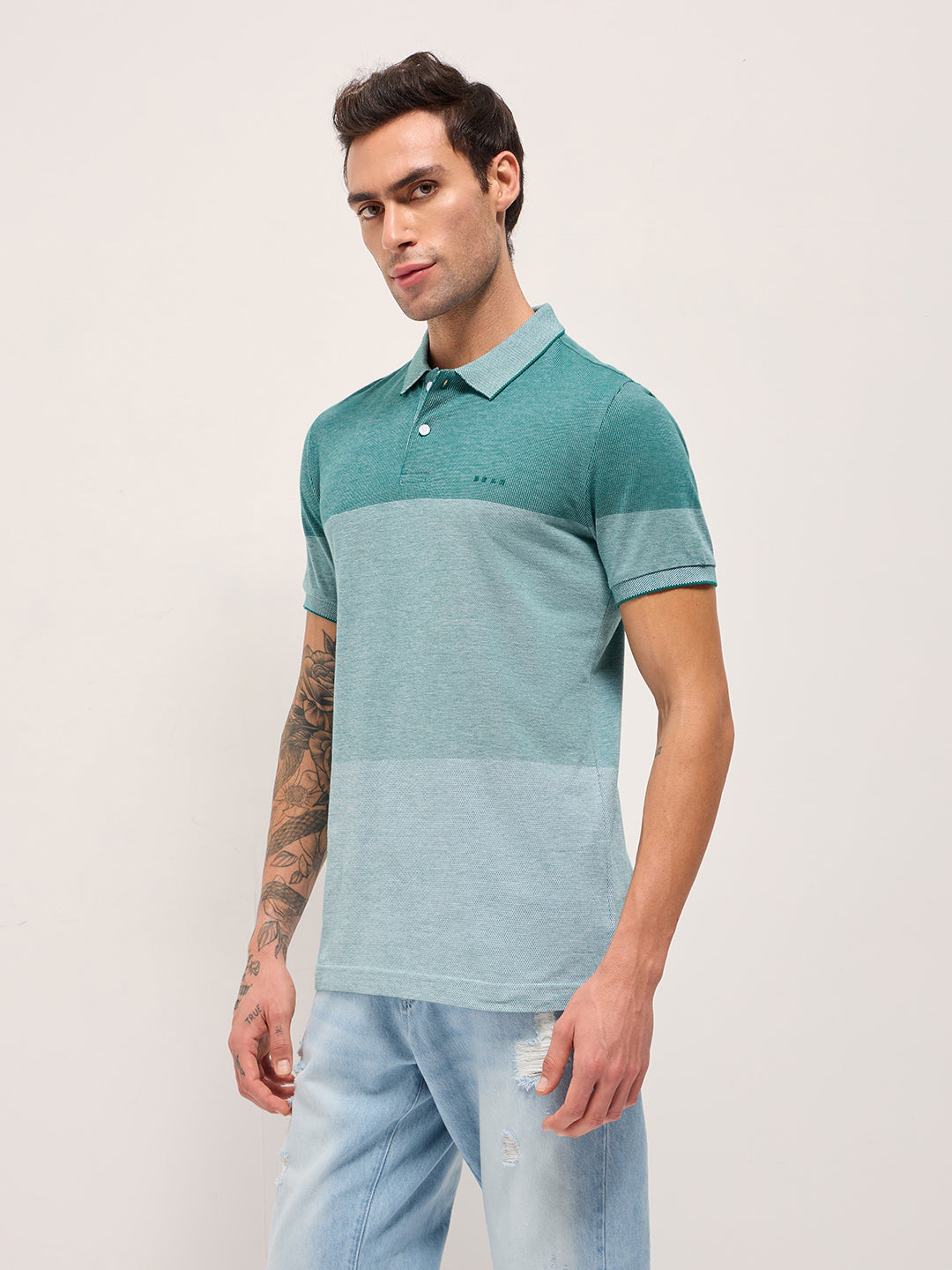 Men Teal Slim Fit Polo